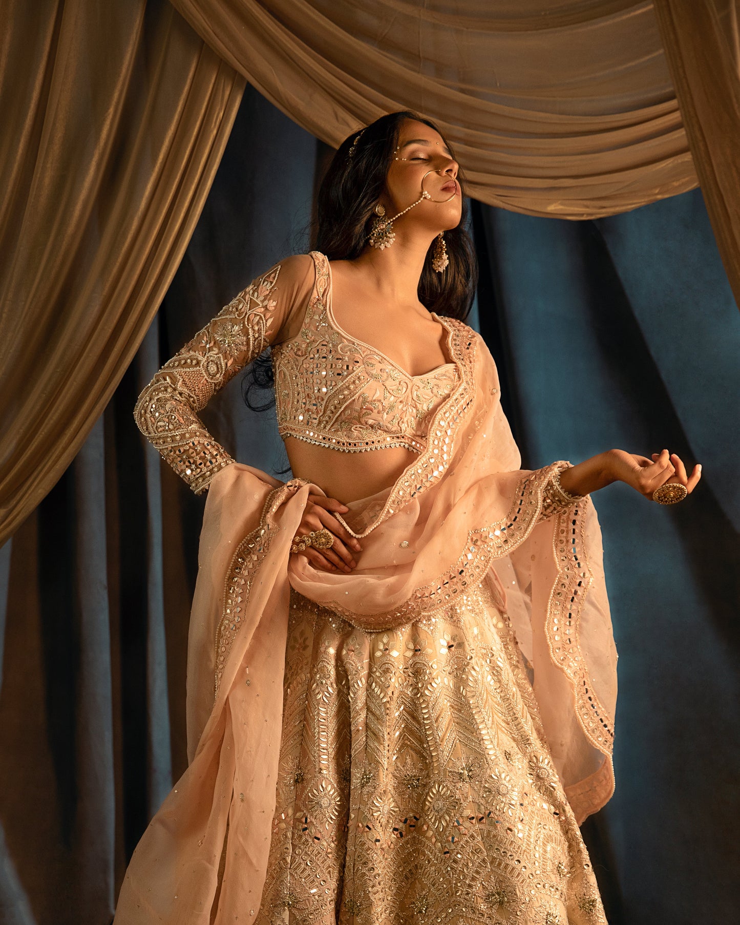 Leila ivory-nude lehenga set