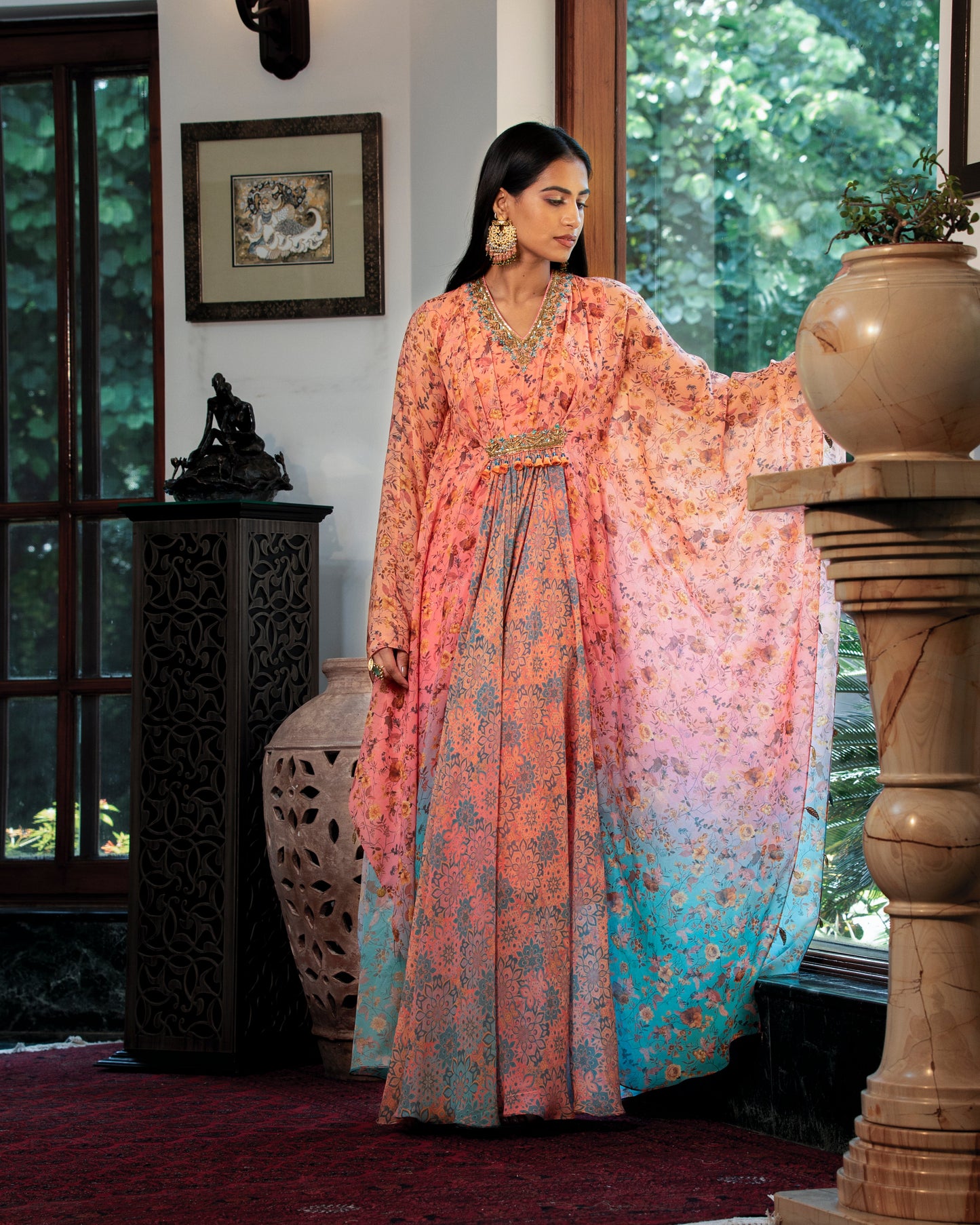 Fleur peach kaftan