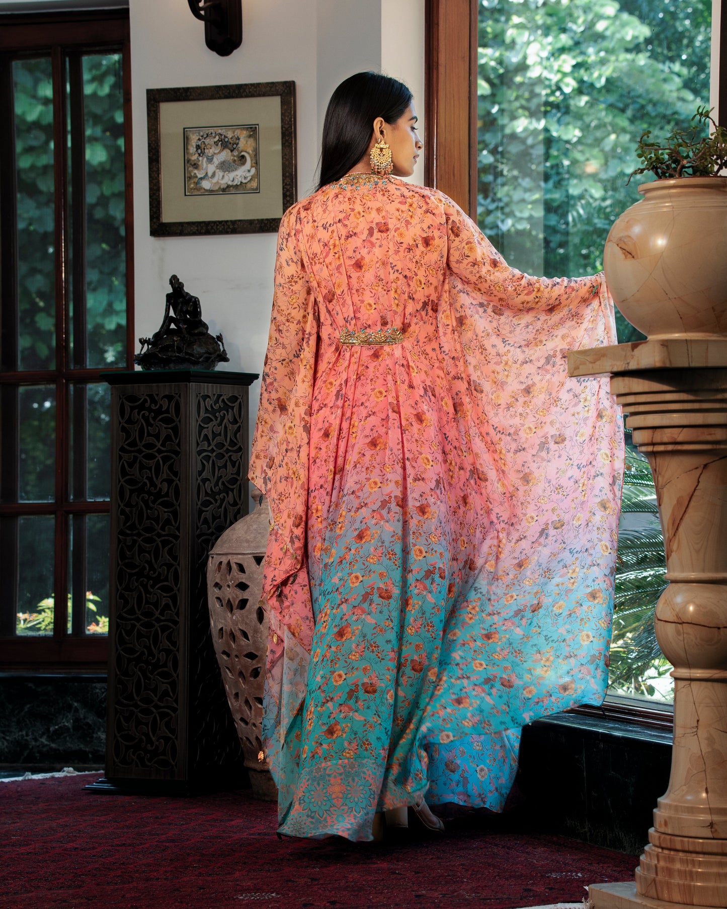 Fleur peach kaftan