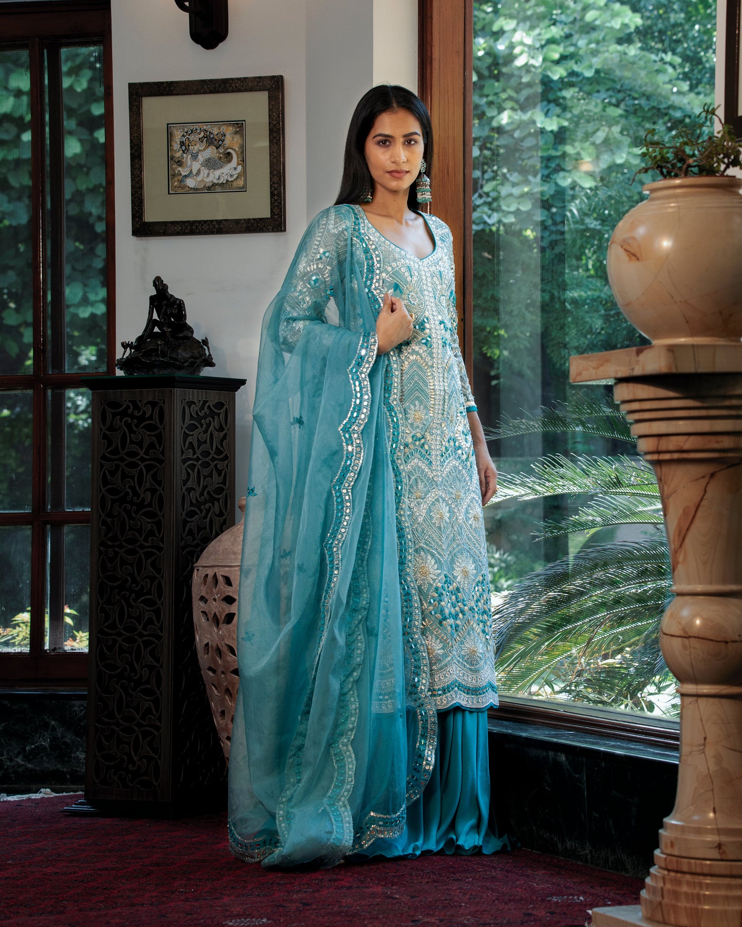 Blue kurta and sharara set