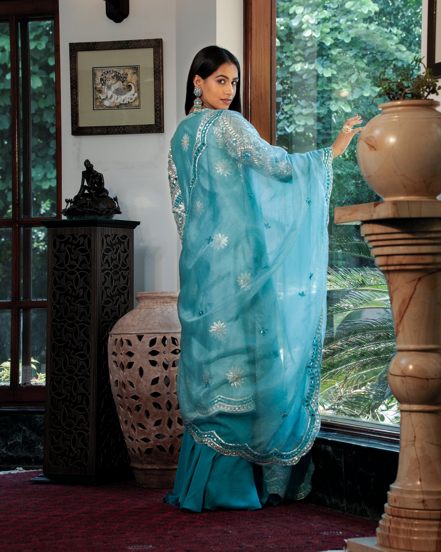 Blue kurta and sharara set