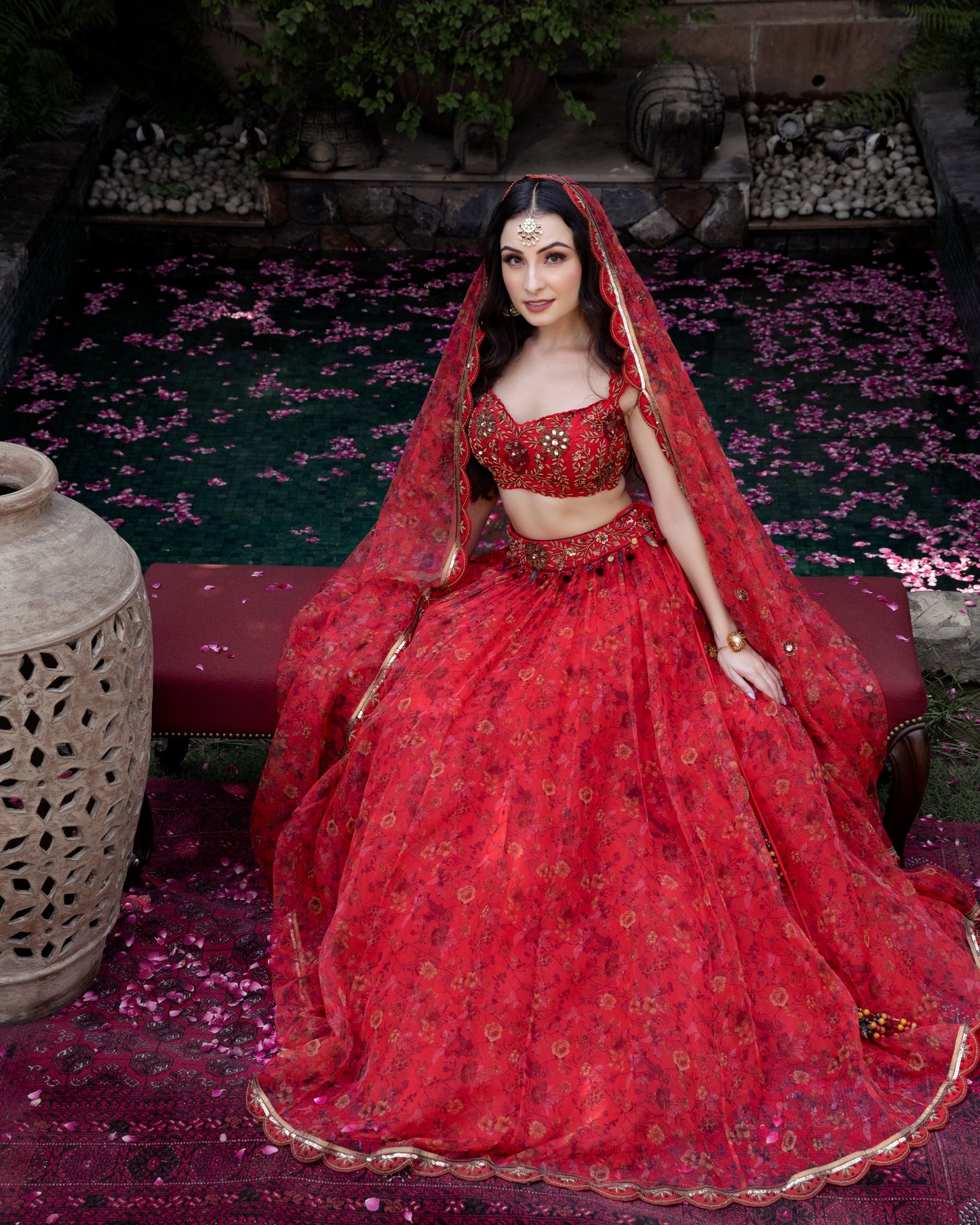 Fleur red lehenga set