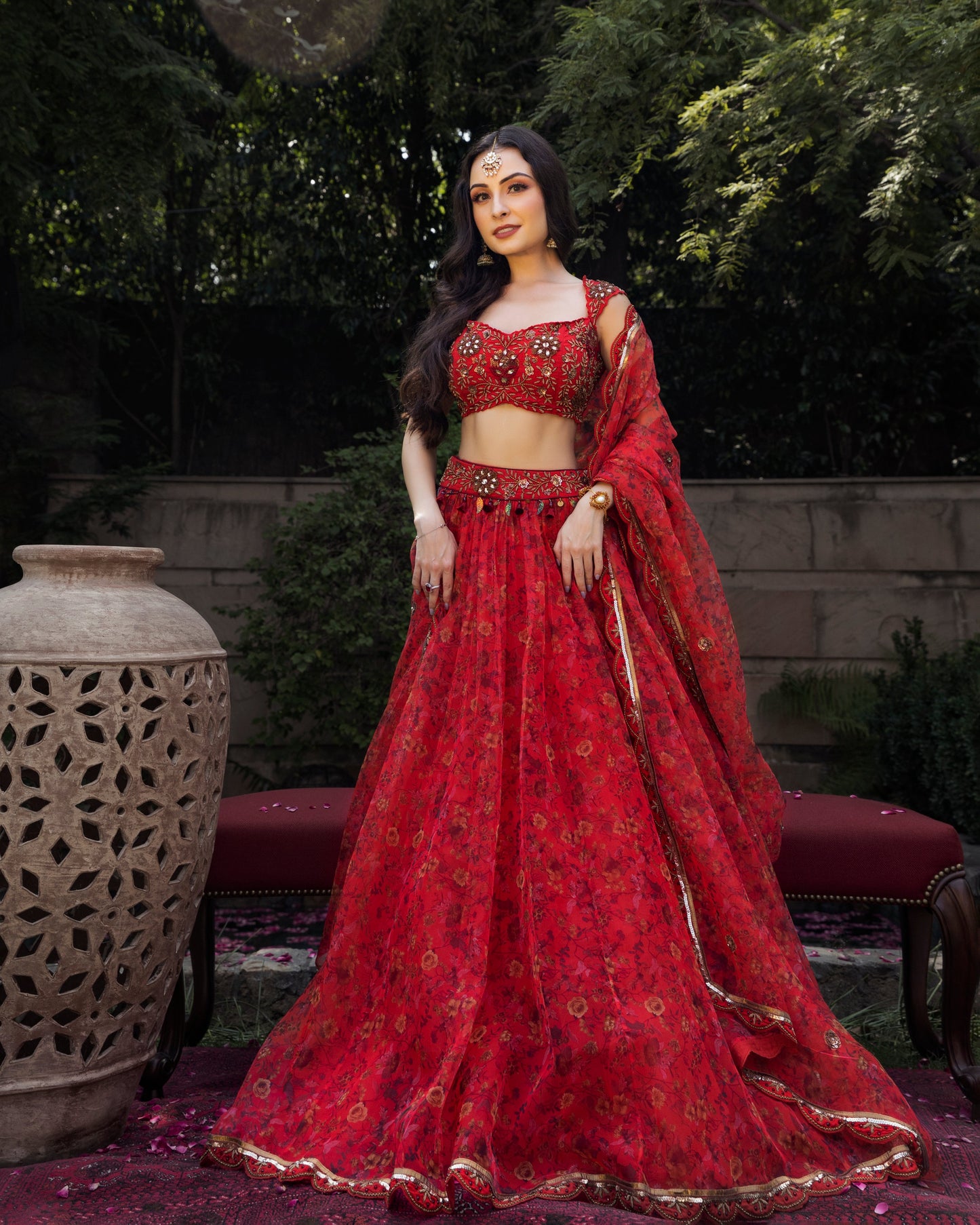 Fleur red lehenga set