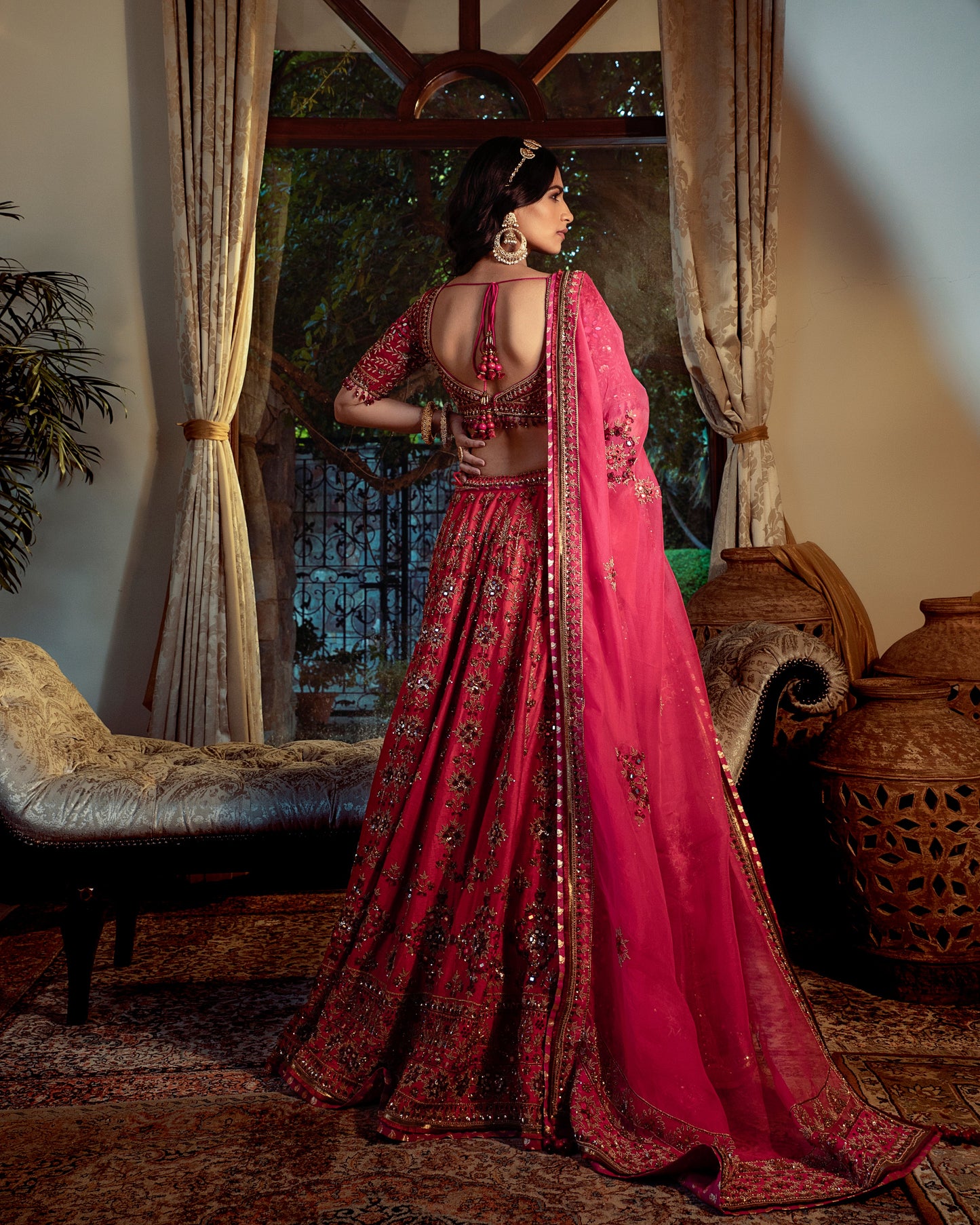 Surkh red-fuchsia bridal lehenga