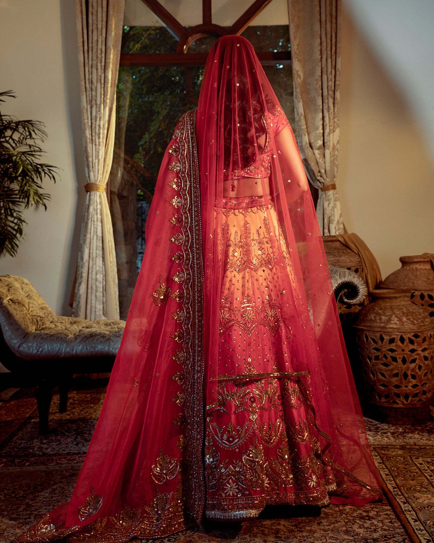 Surkh ombre bridal lehenga