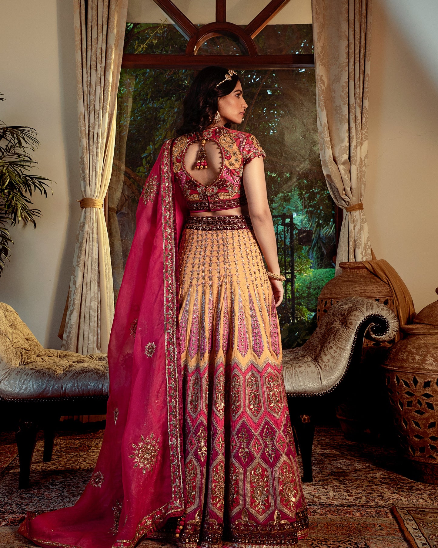 Surkh multi-color lehenga set