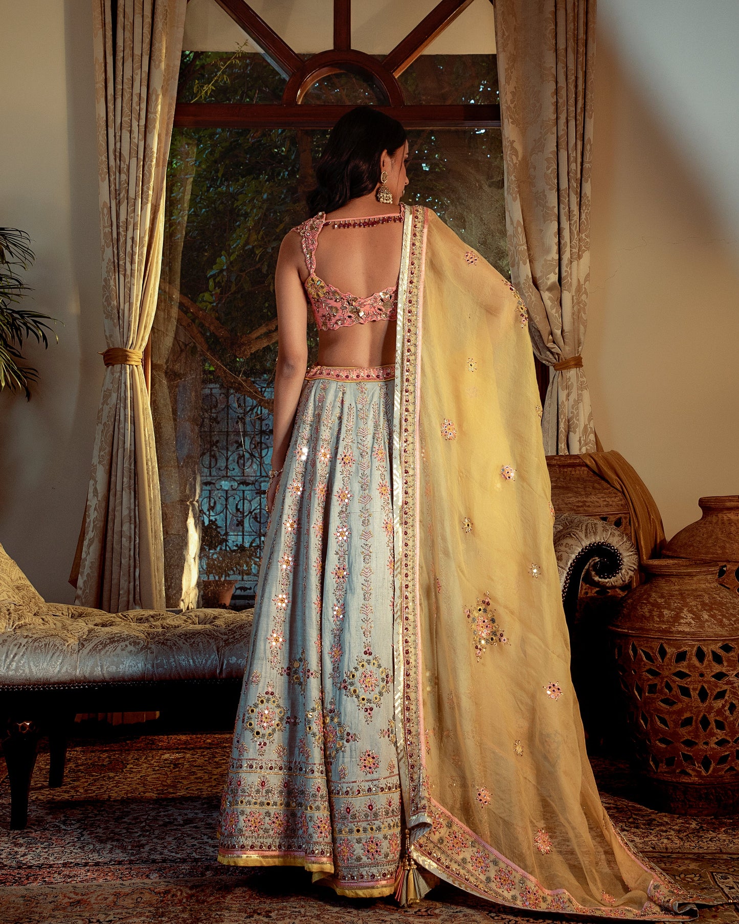 Surkh tri-color lehenga set