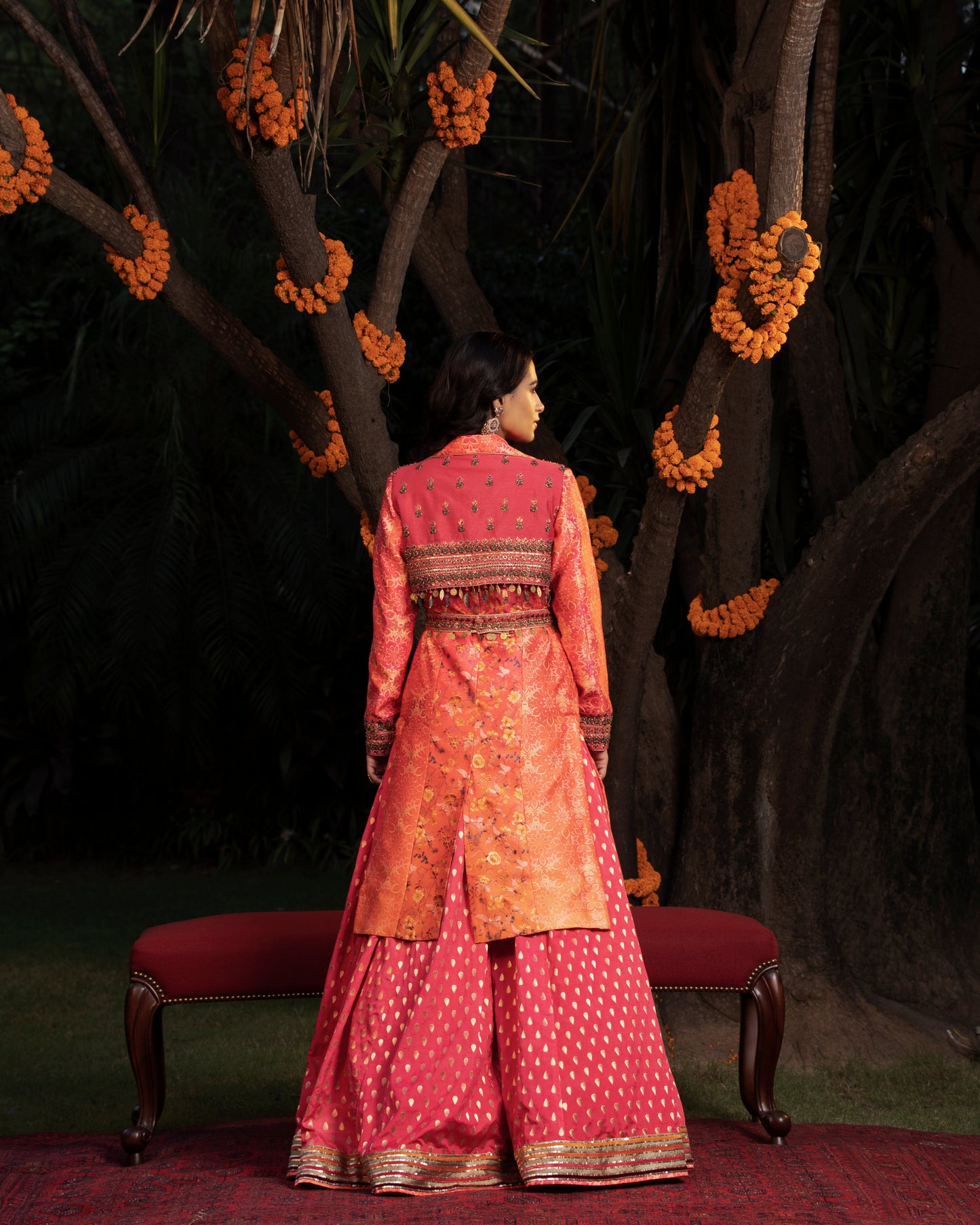 Fleur overcoat-lehenga set