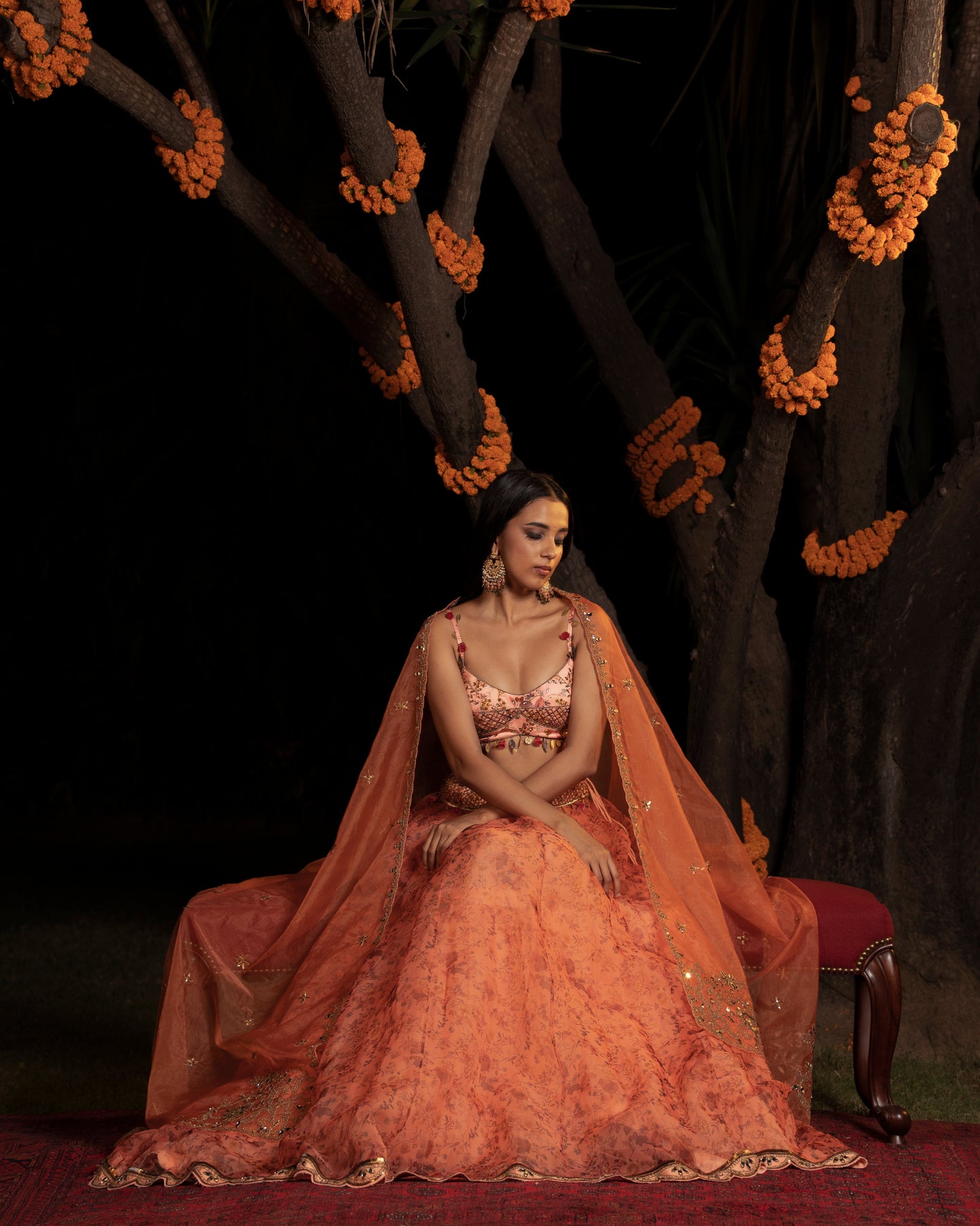 Fleur peach lehenga set