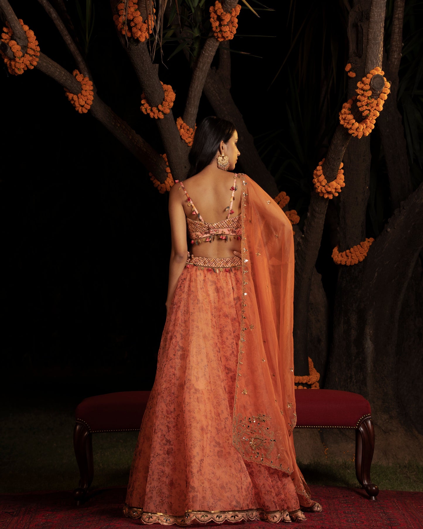 Fleur peach lehenga set