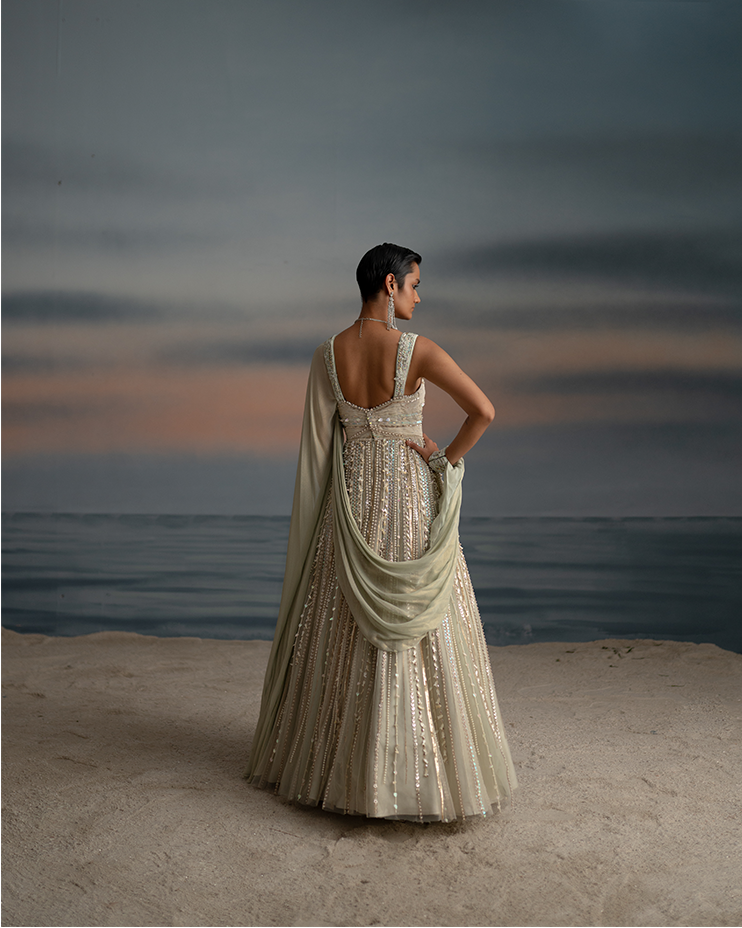 Sequins & Pearl Embroidered Gown