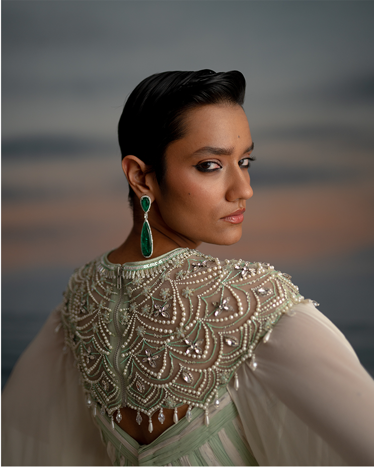 Flared Anarkali With Fluted Blouse