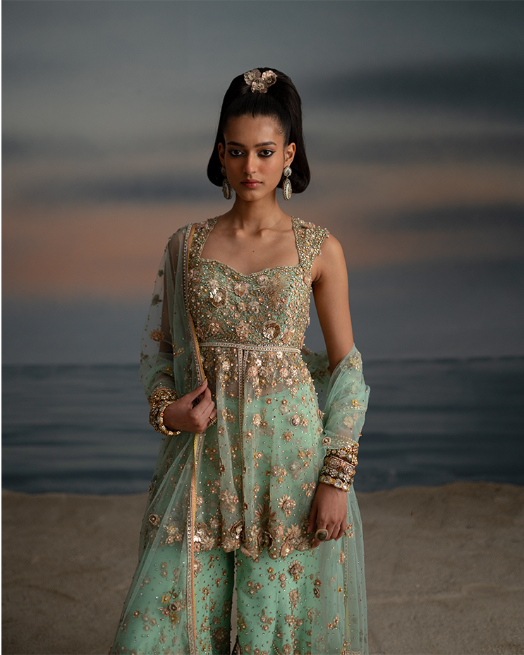 Light Blue Sharara Set