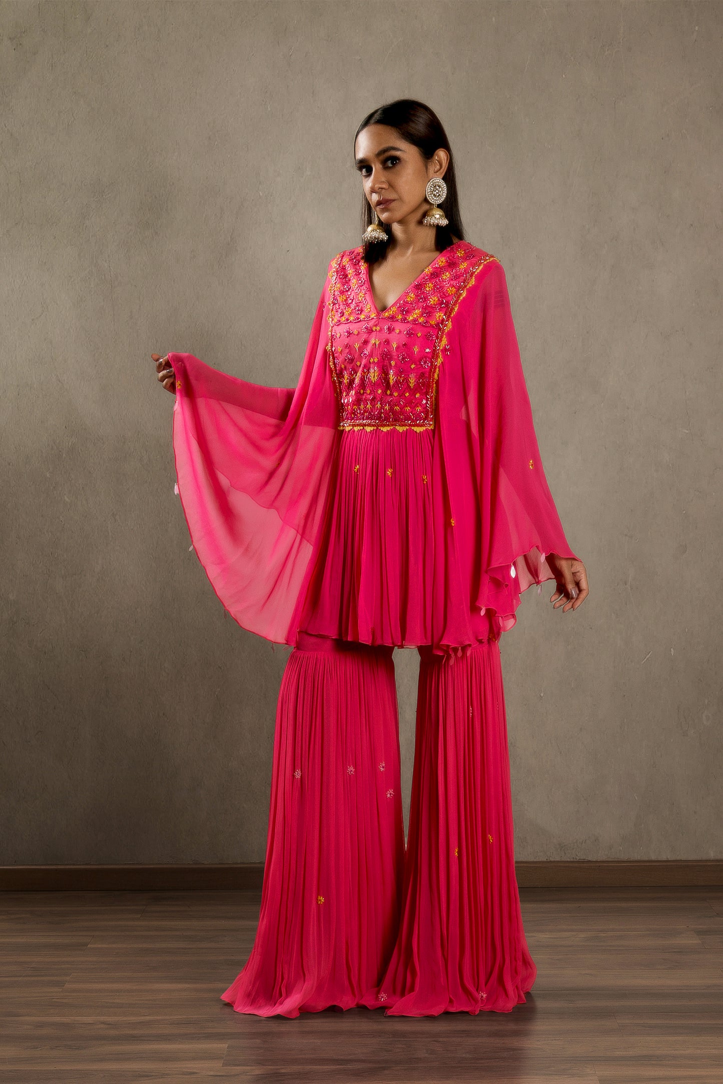 Georgette Kurti And Sharara Set