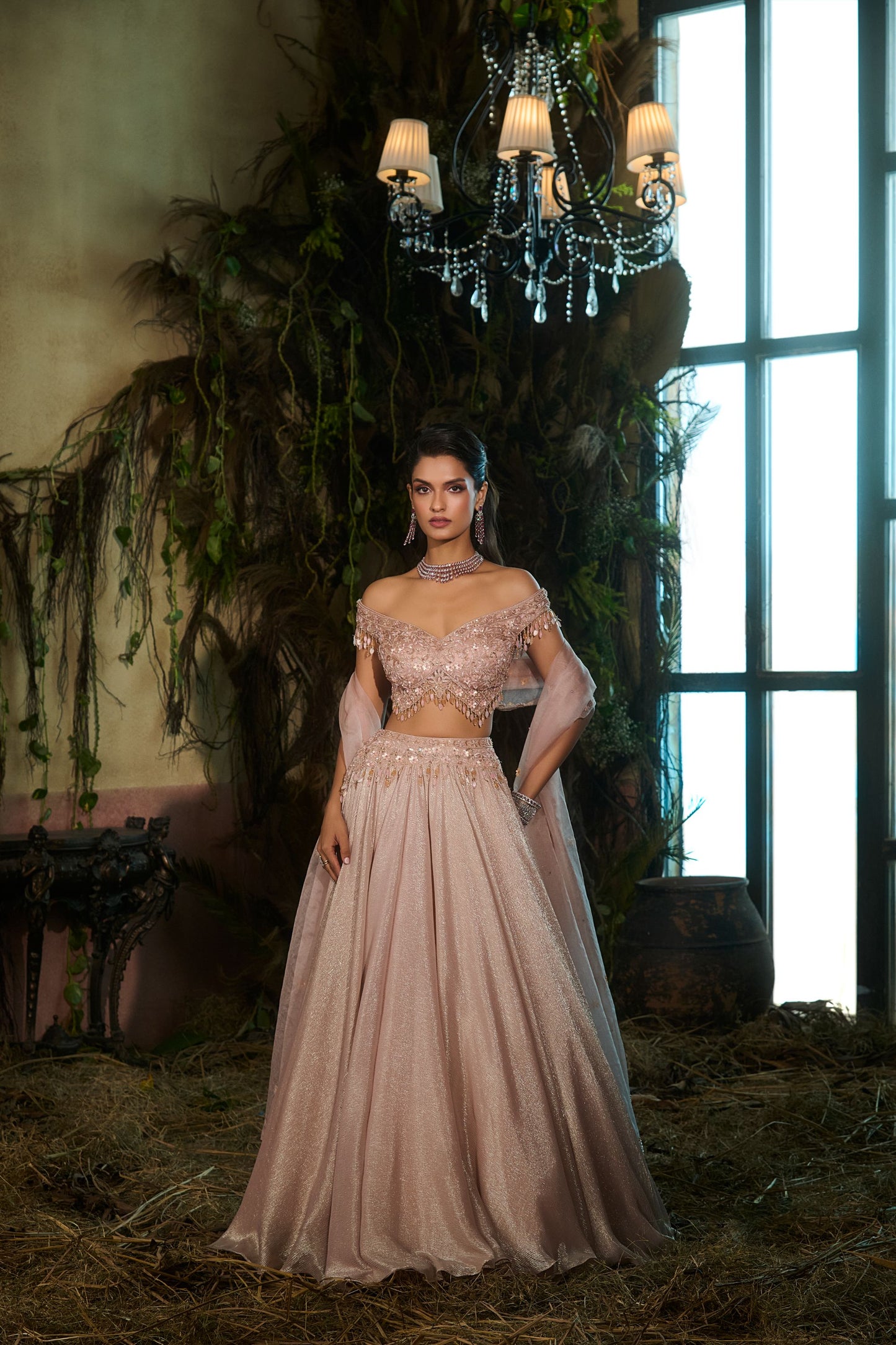 Metallic rose lehenga