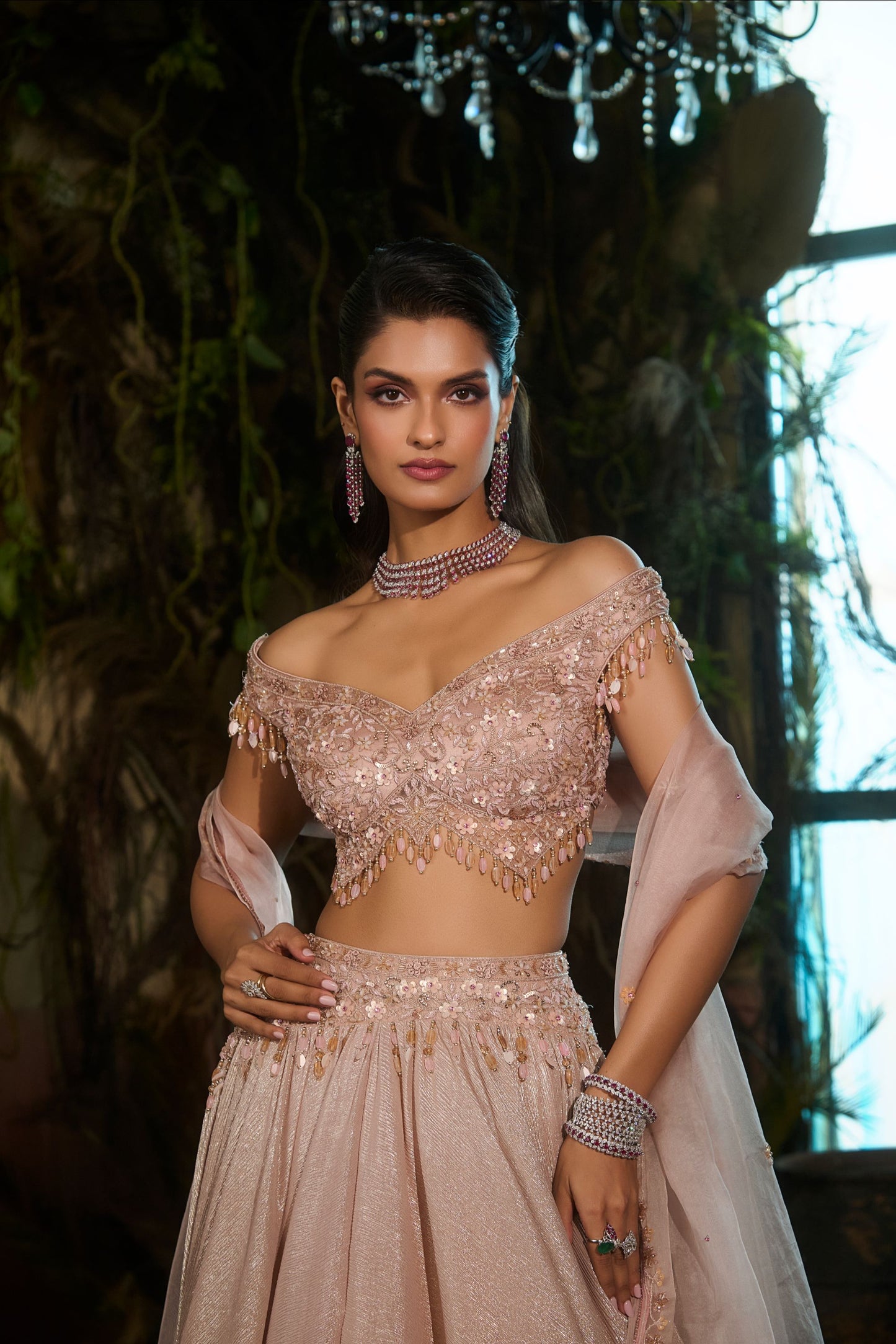 Metallic rose lehenga