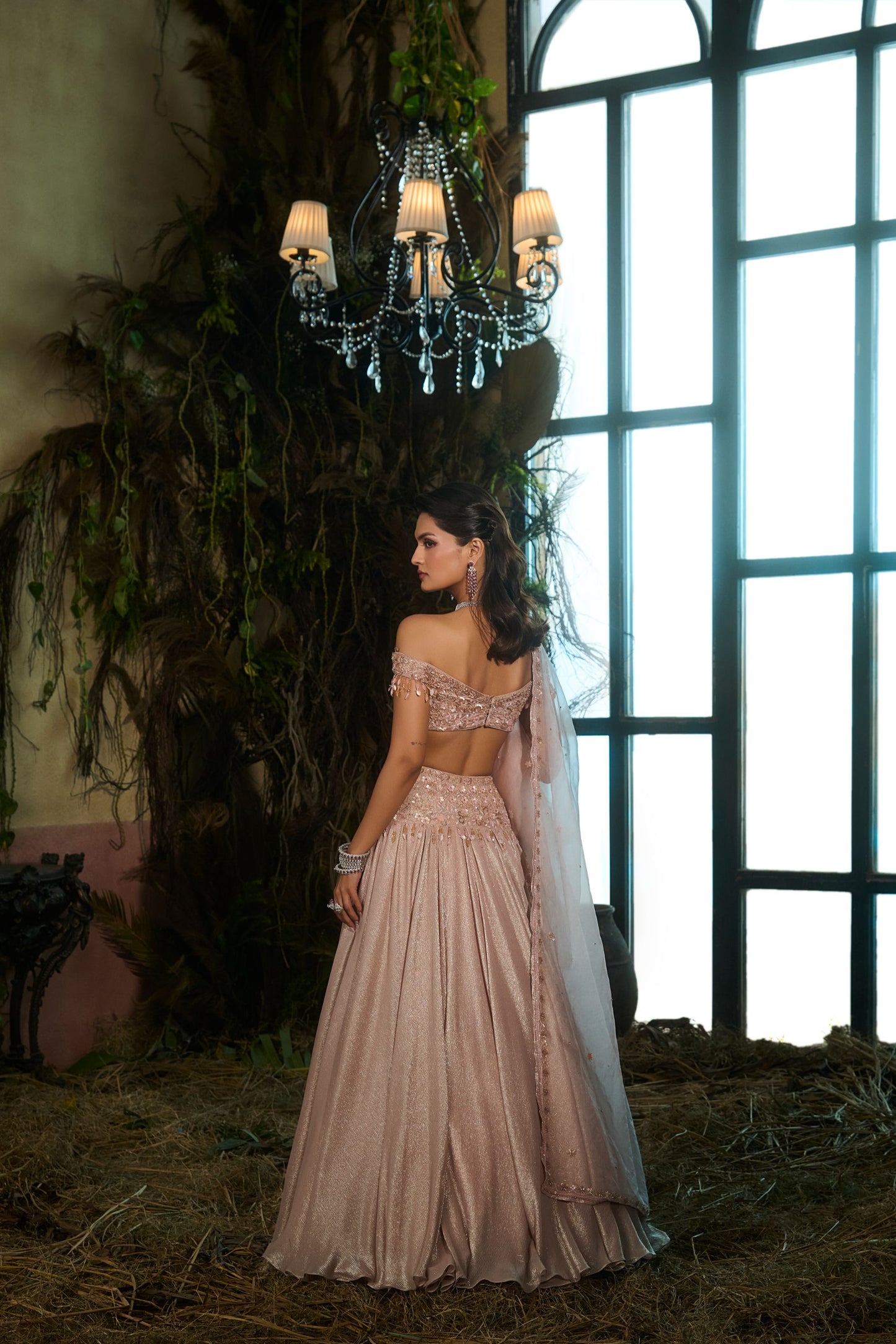 Metallic rose lehenga