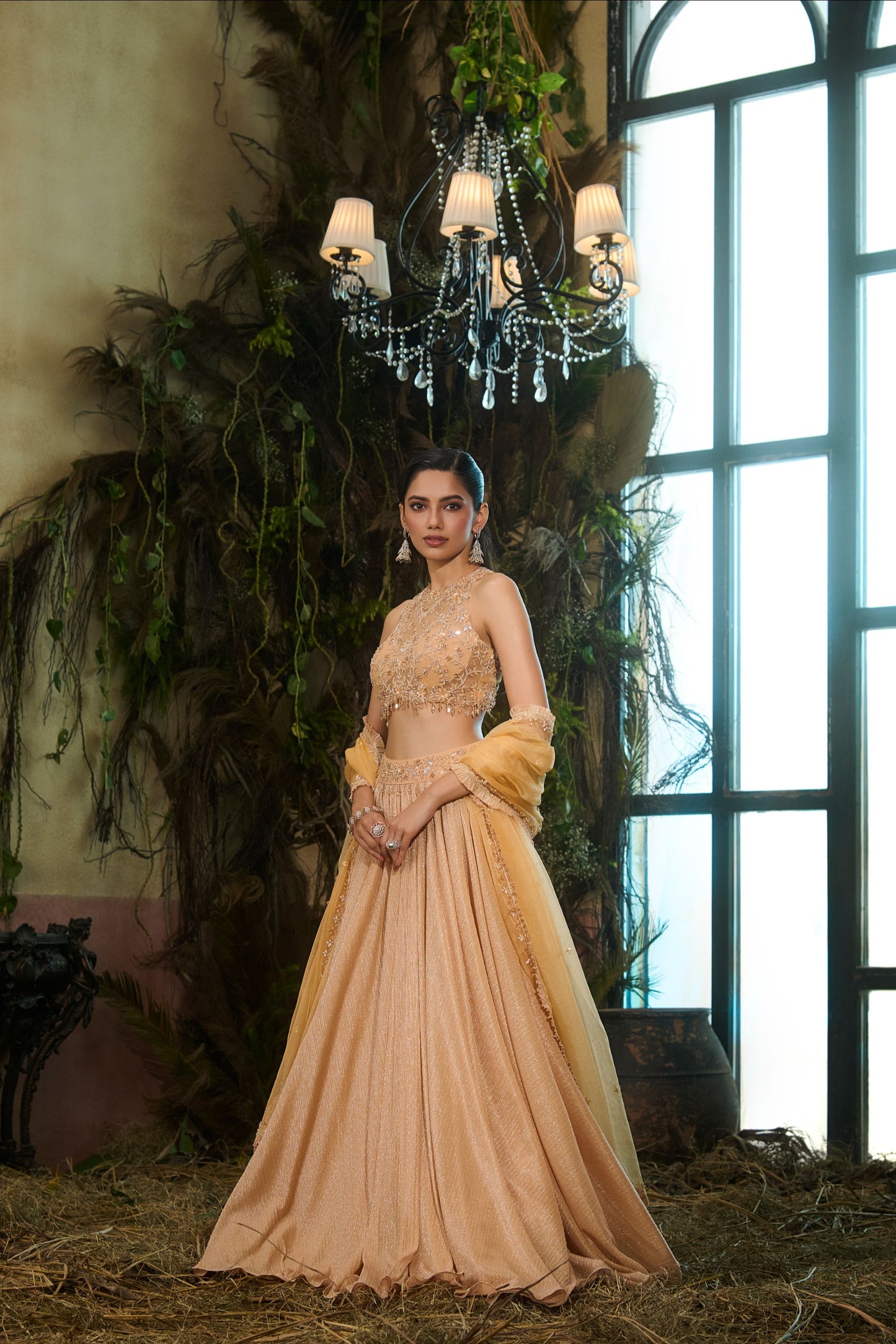 Mango moonlit lehenga