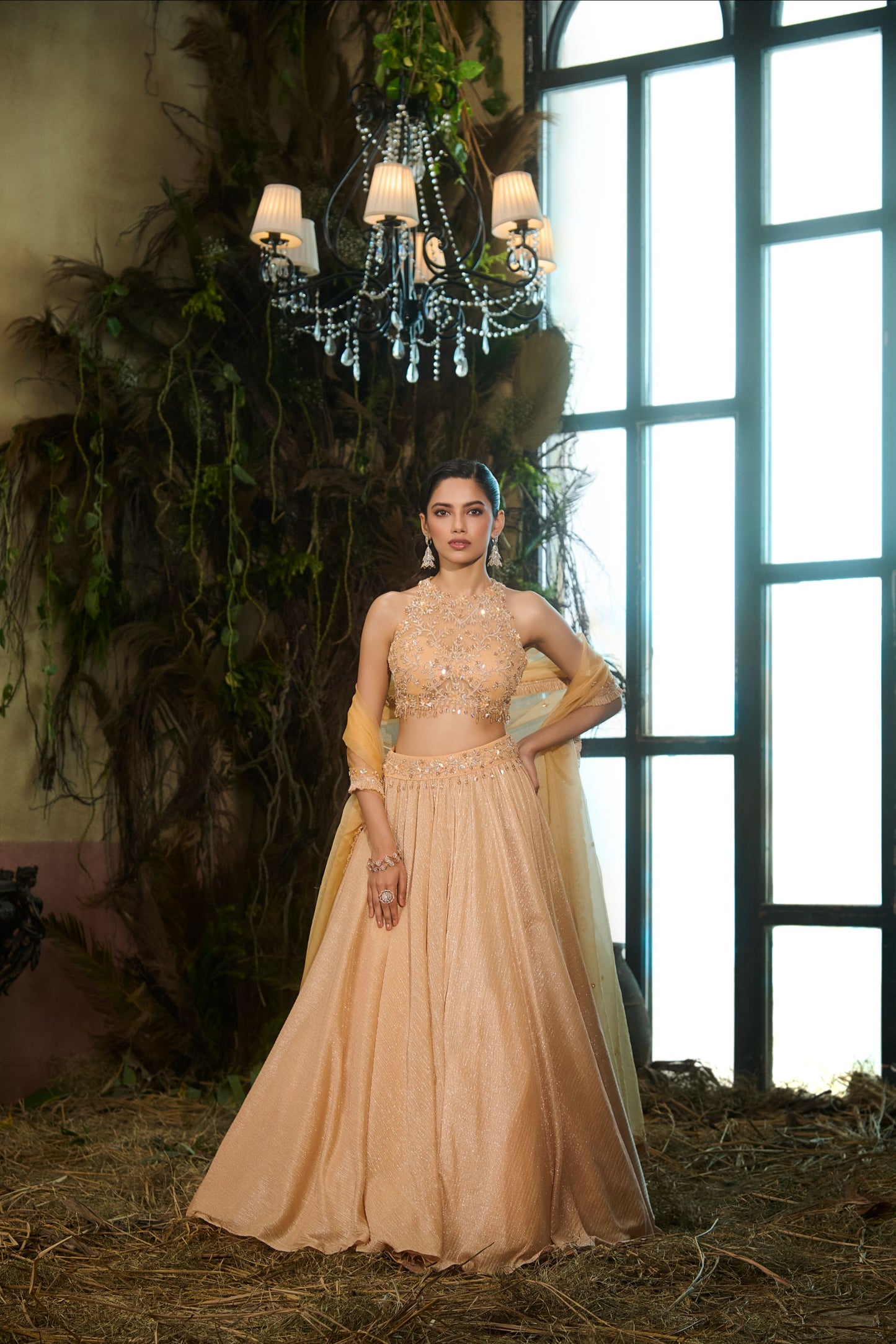 Mango moonlit lehenga