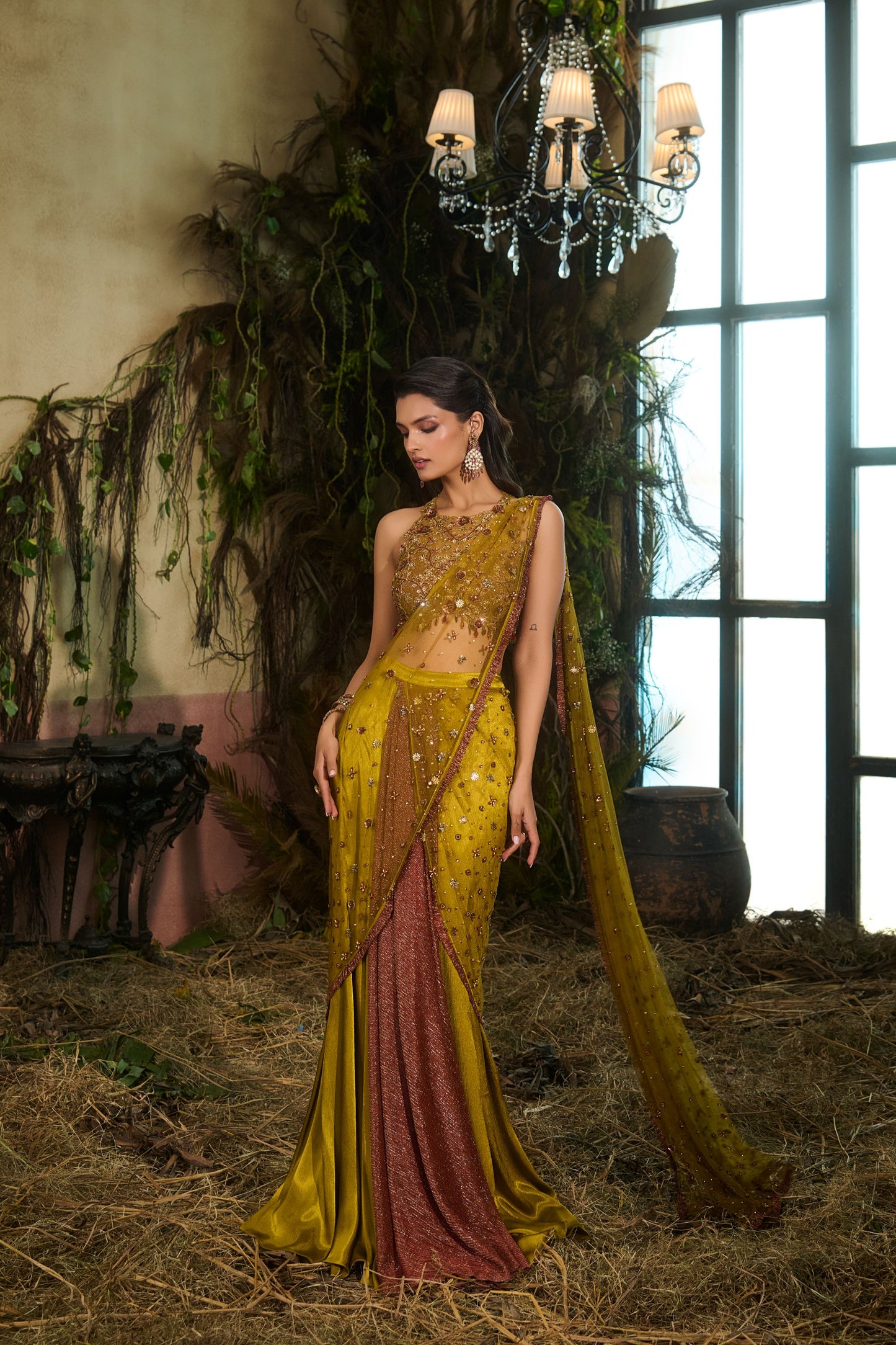 Olive concept saree