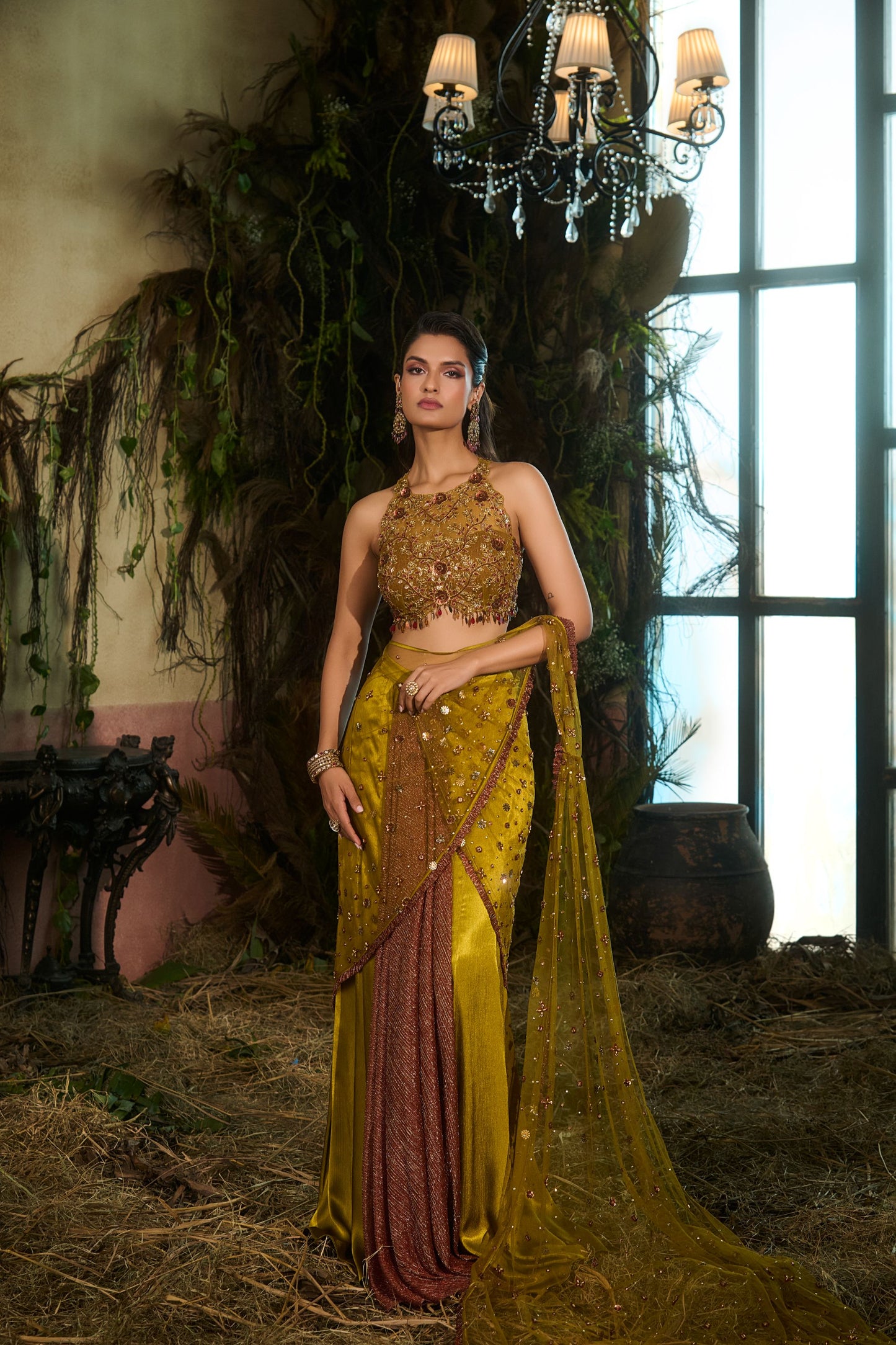 Olive concept saree