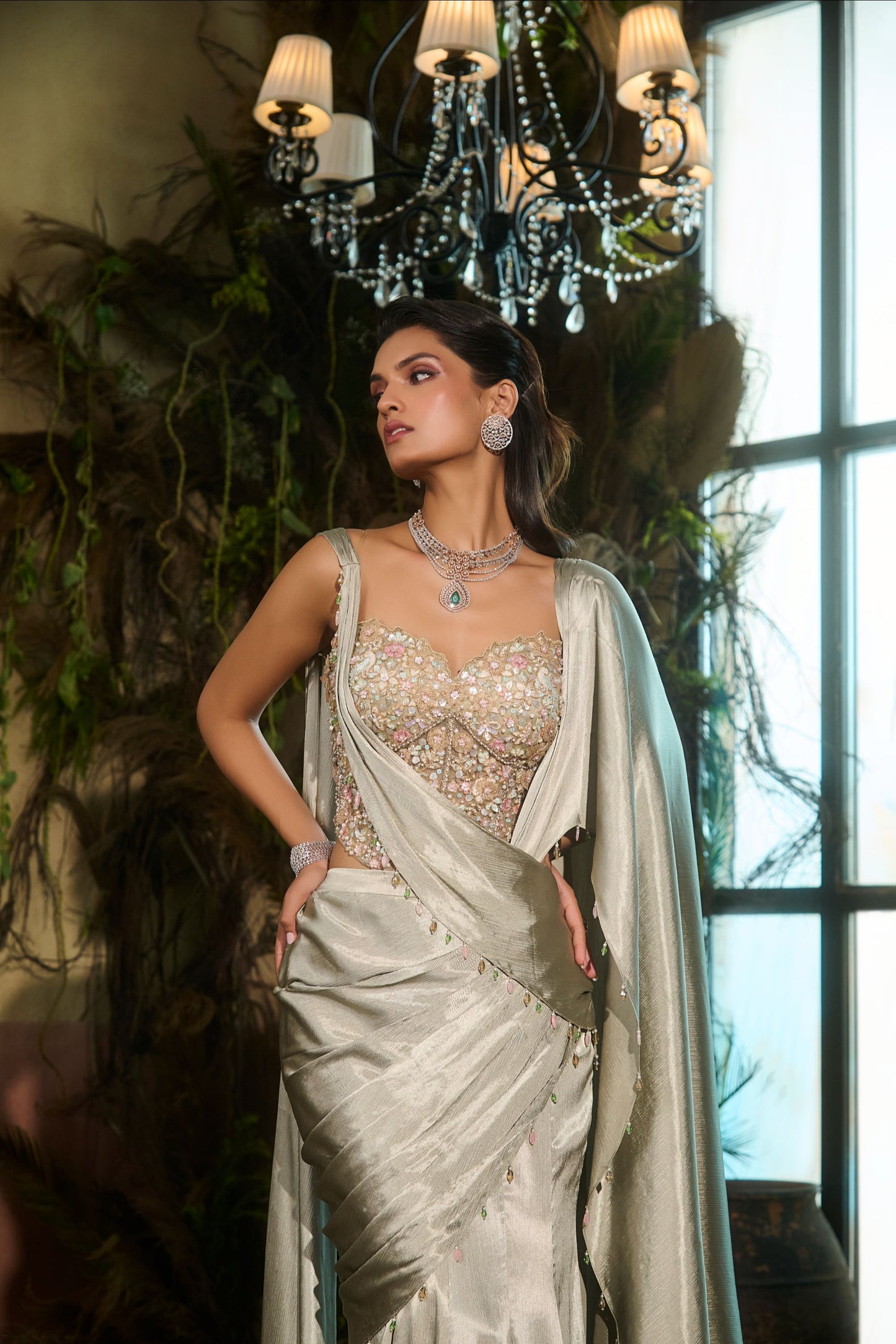 Floral corset saree