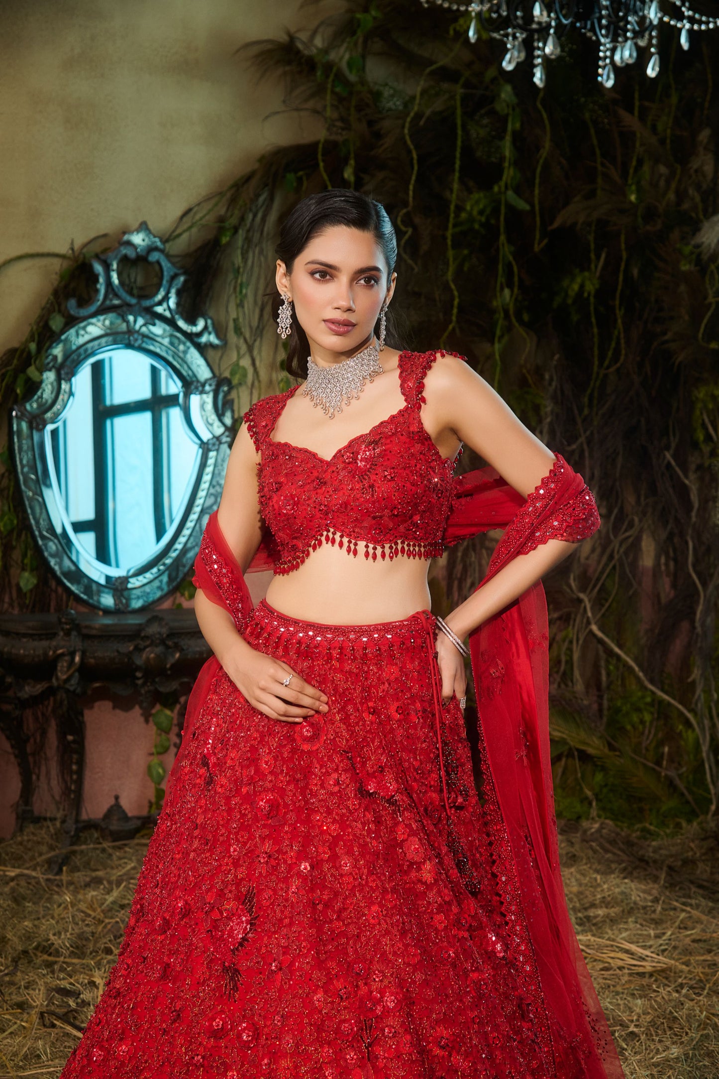 Red miraya lehenga