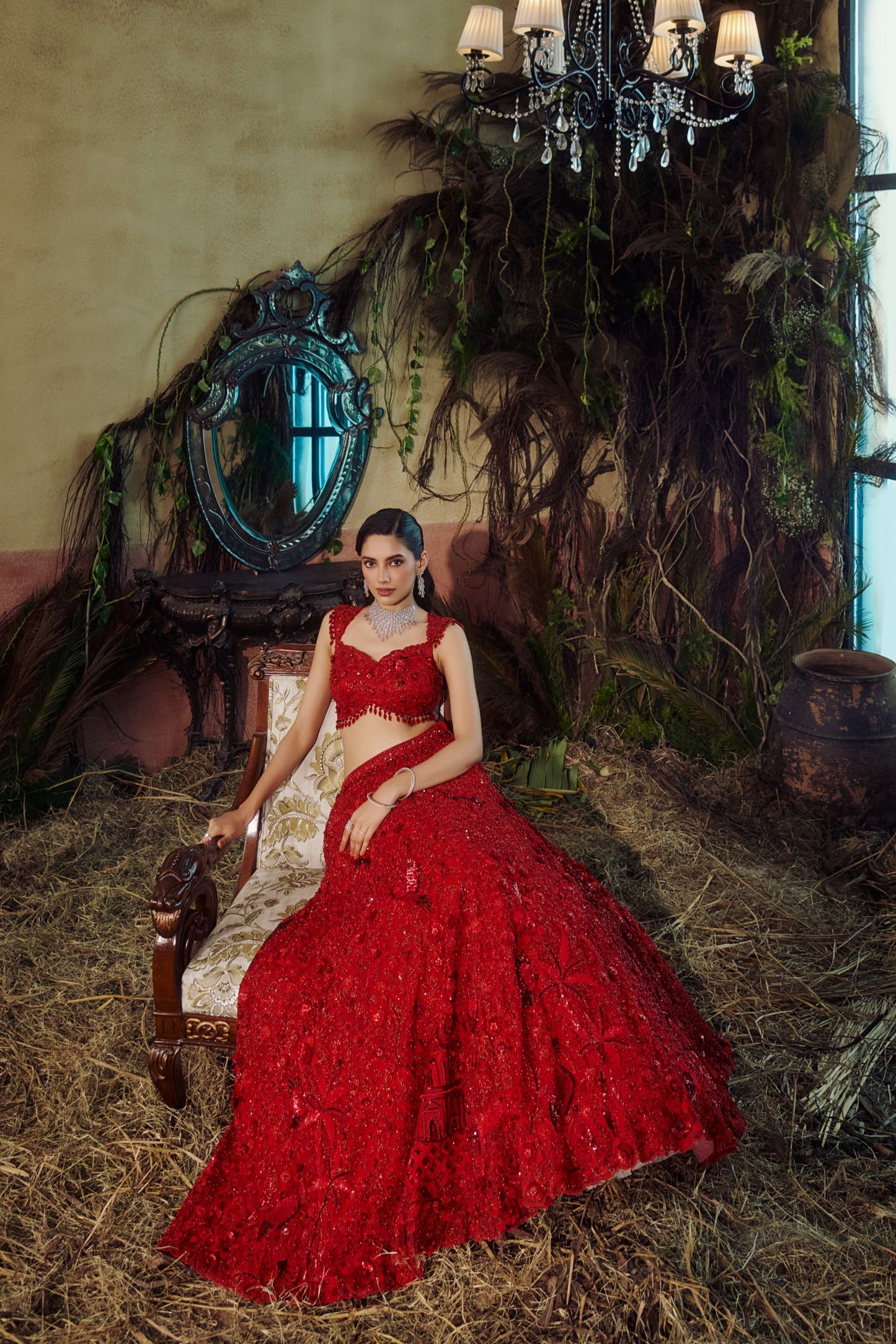 Red miraya lehenga