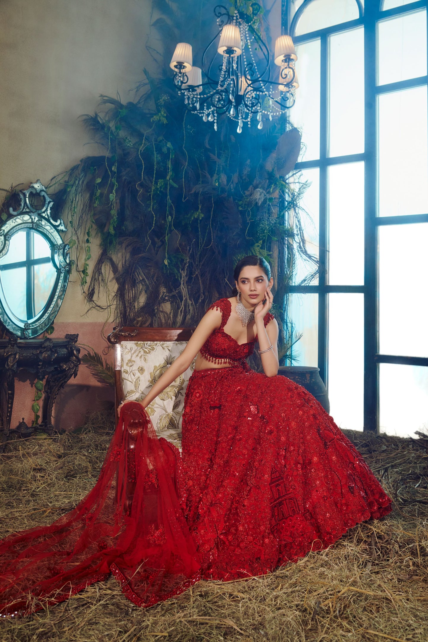 Red miraya lehenga