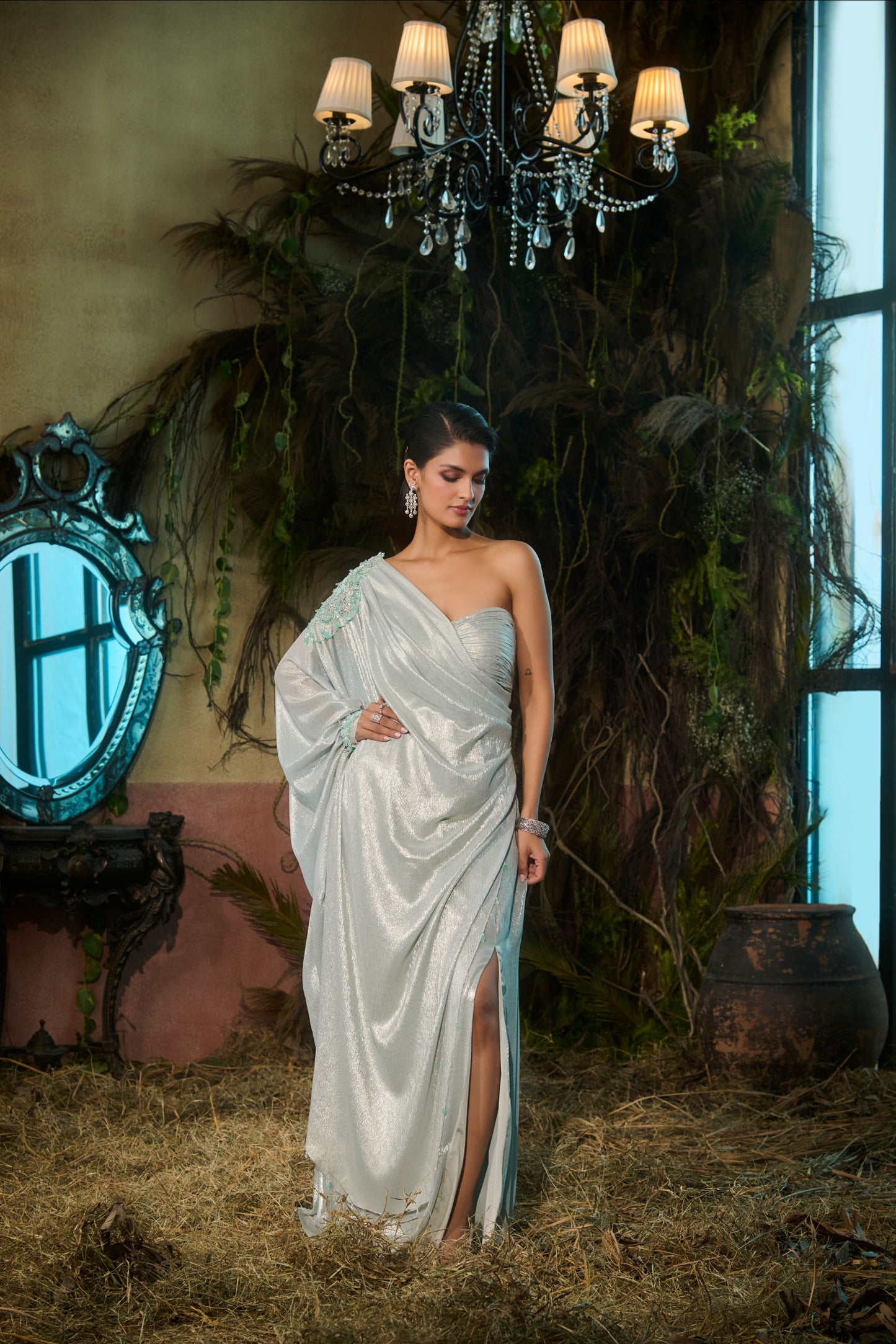 Metallic blue kaftan