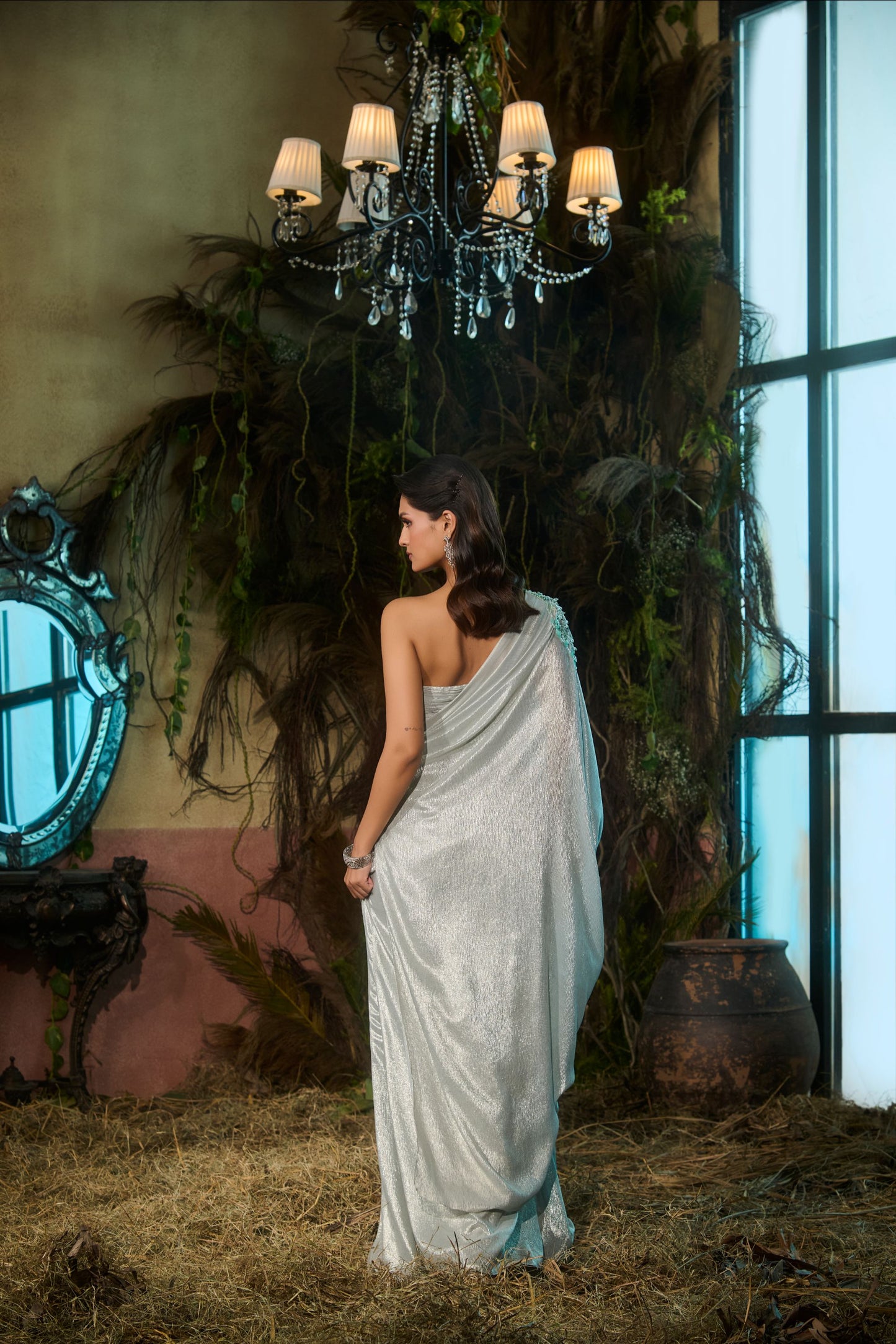 Metallic blue kaftan