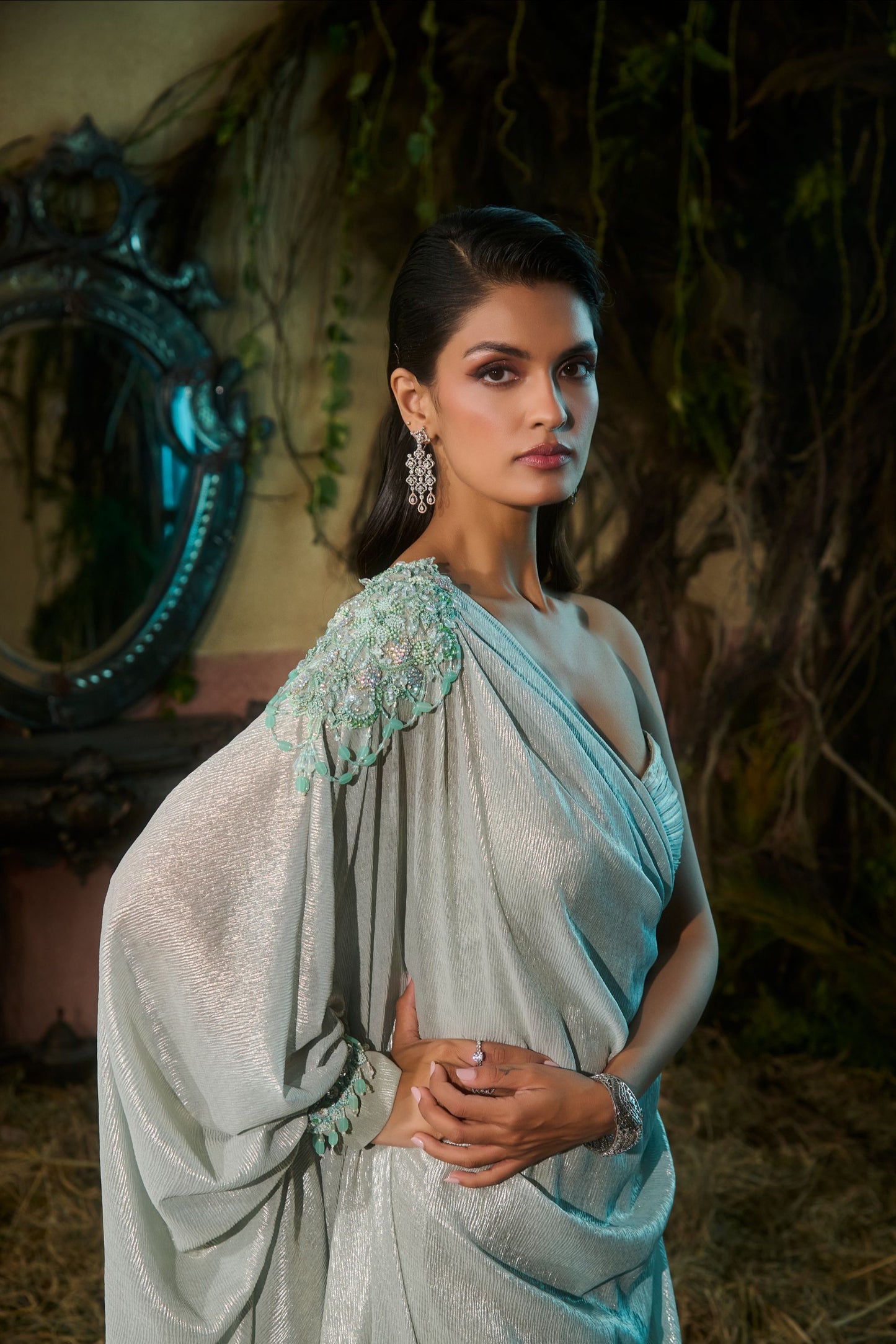 Metallic blue kaftan