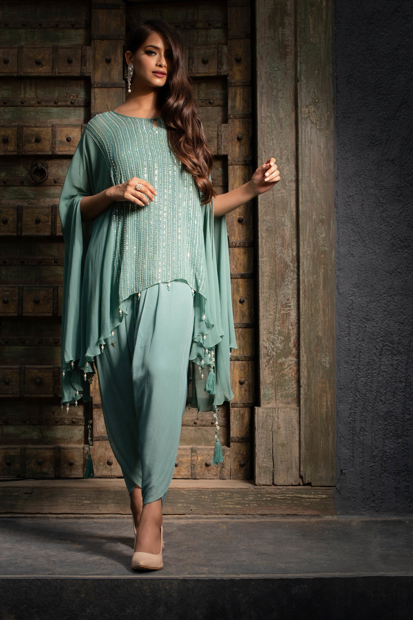 Blue kurti with dhoti