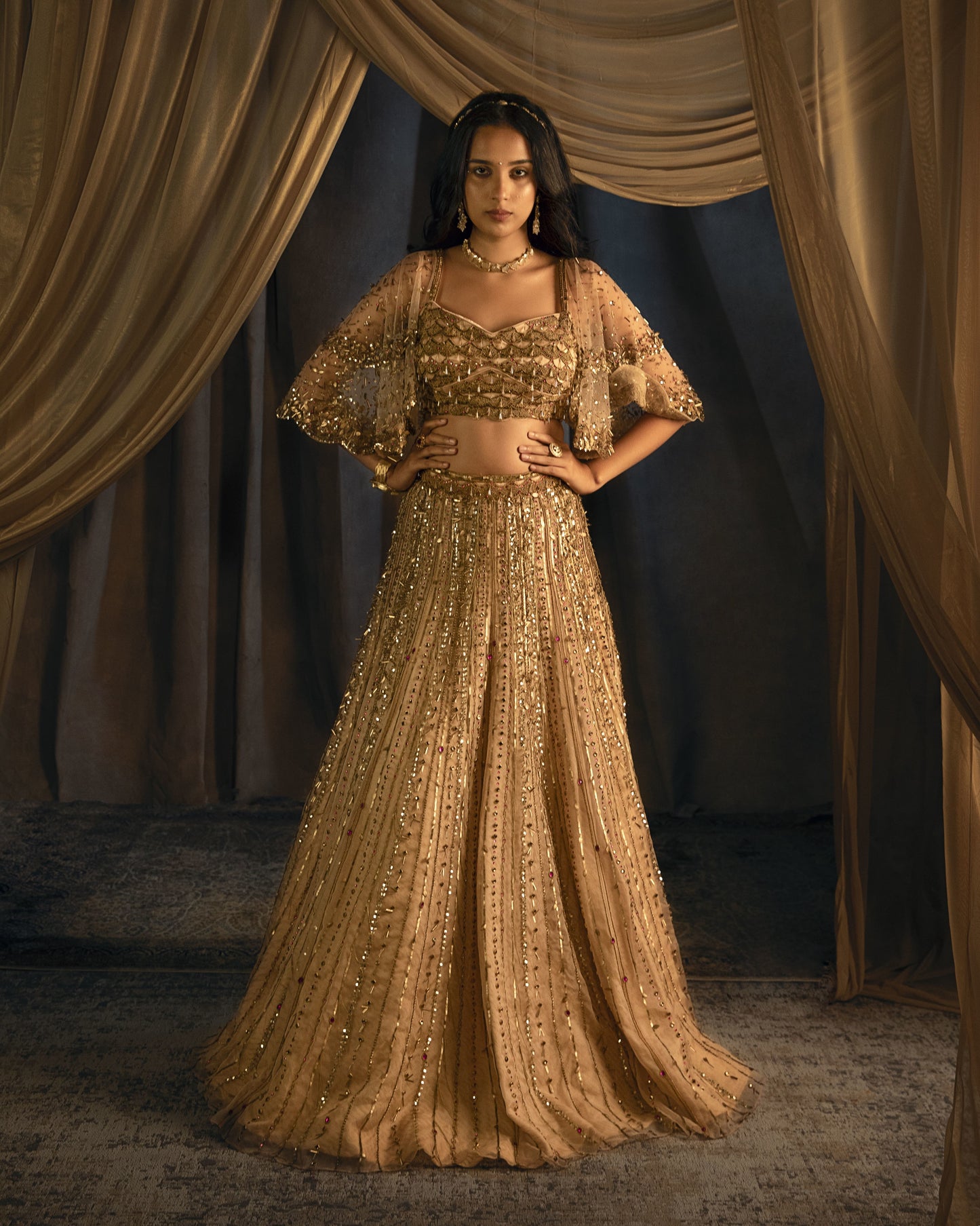 Leila lehenga and cape blouse