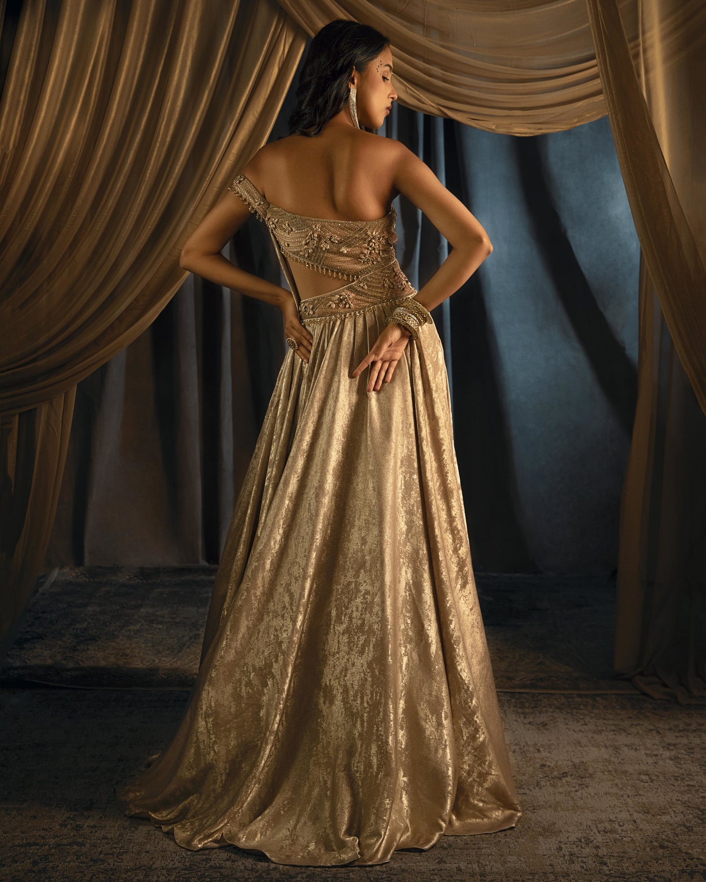 Leila gold waves gown