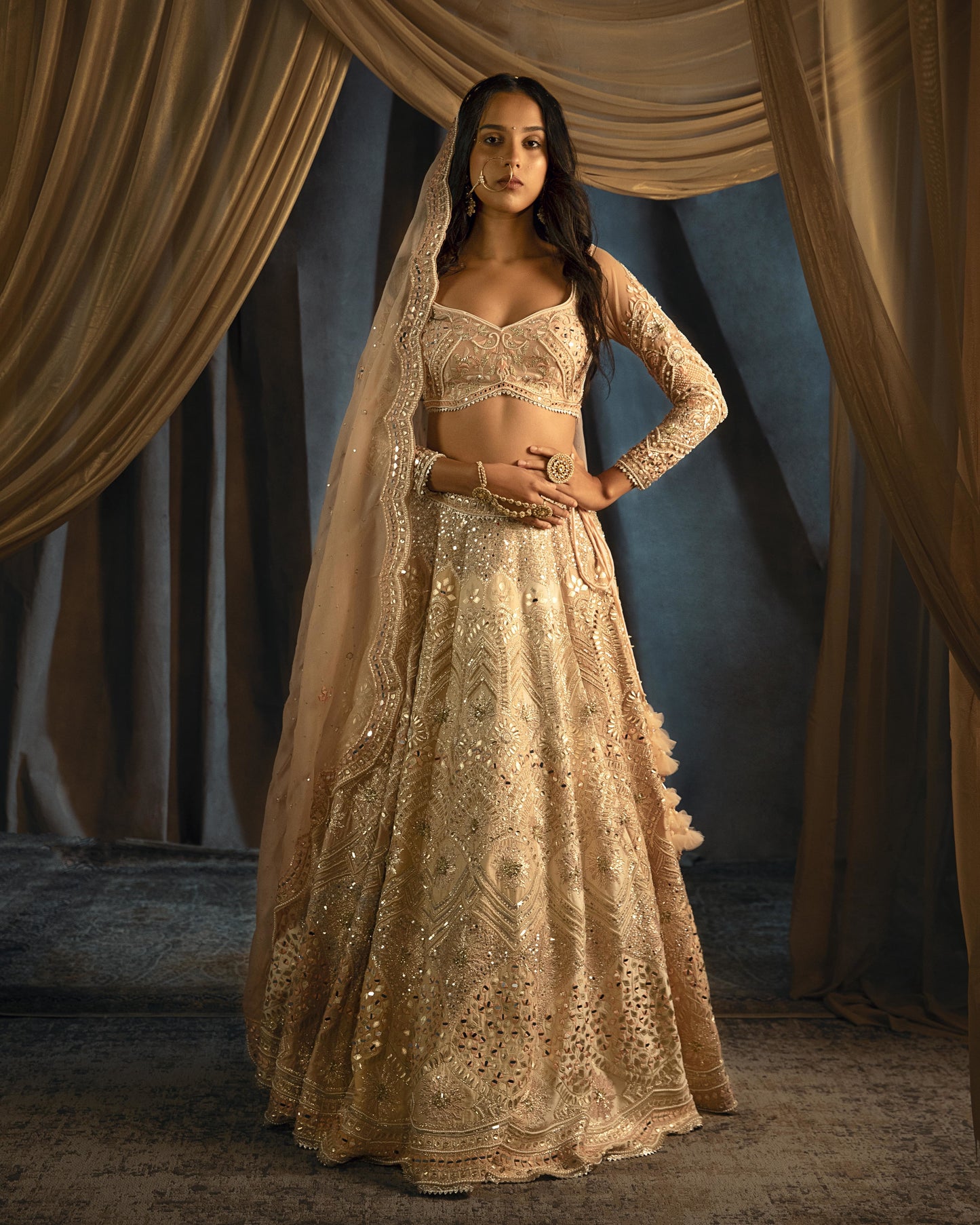 Leila ivory-nude lehenga set