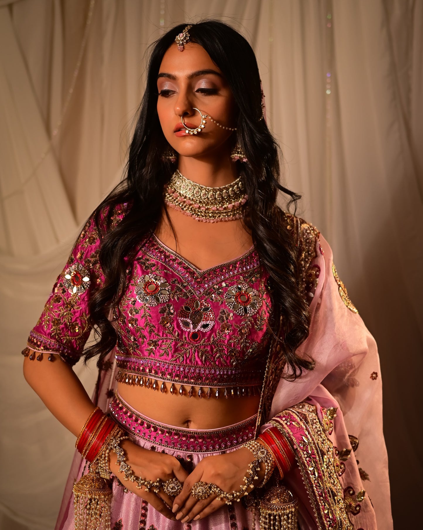 Mauve bridal lehenga