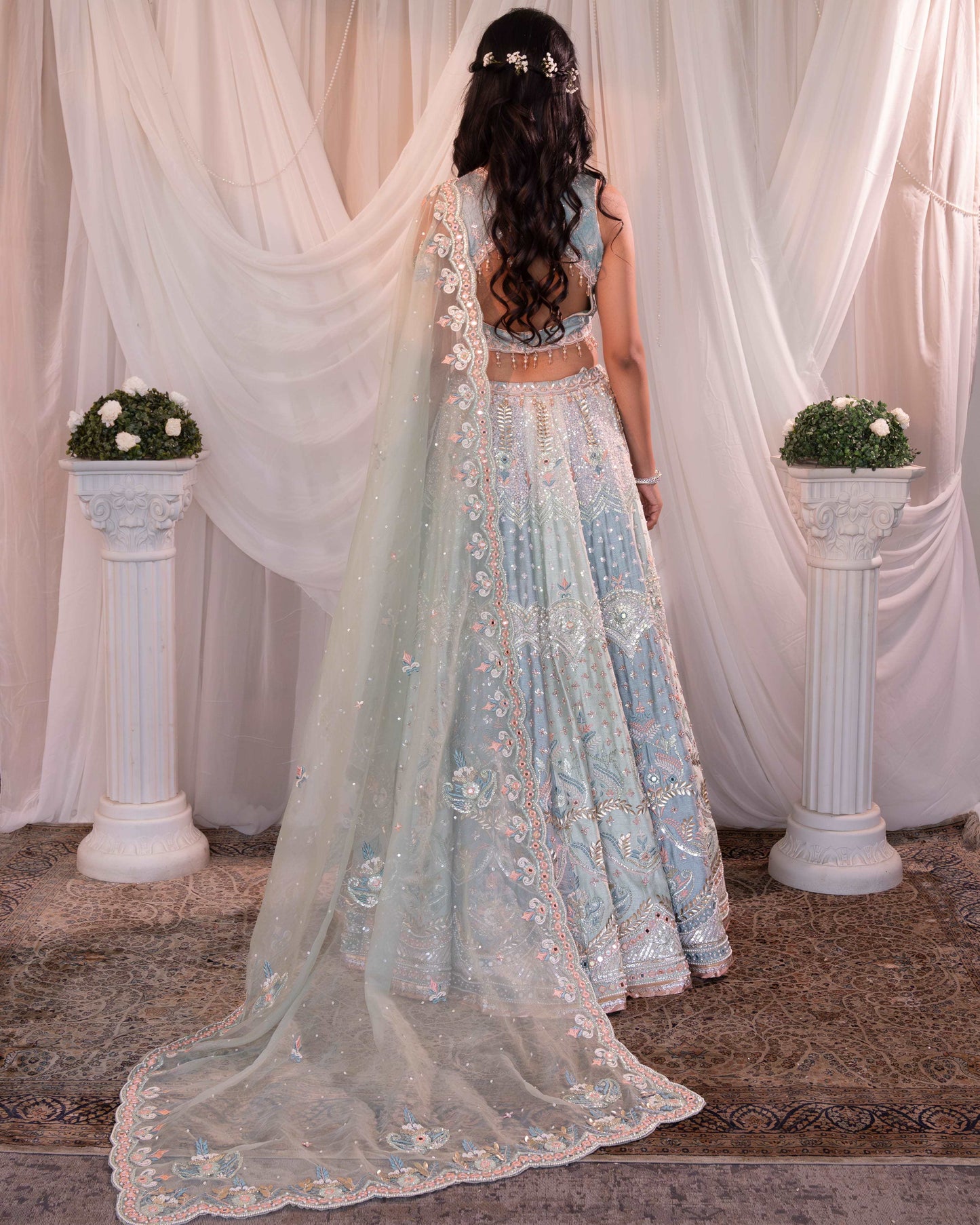 Mint -blue lehenga set