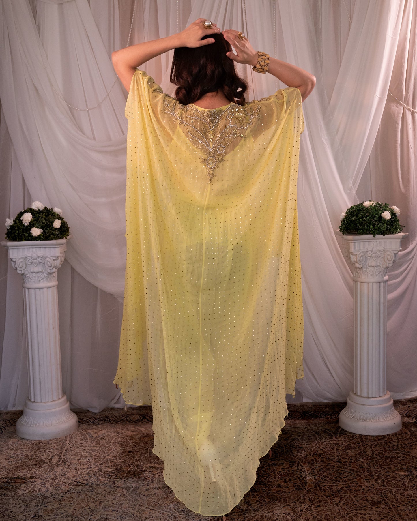 Lemon kaftan kurta dhoti