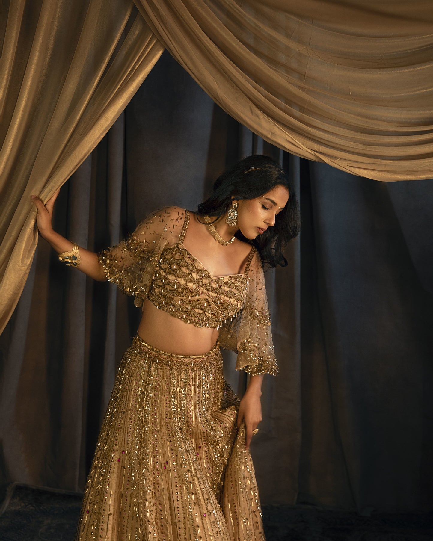 Leila lehenga and cape blouse