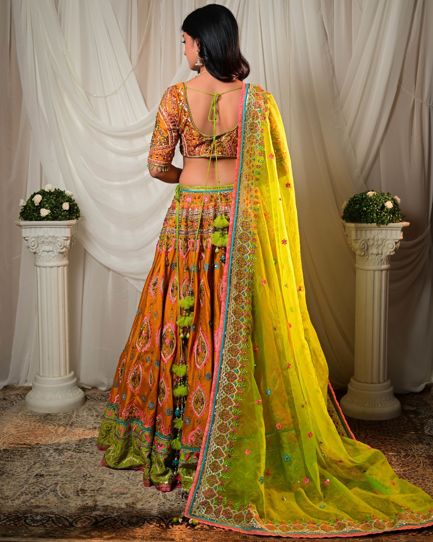 Mustard green lehenga set