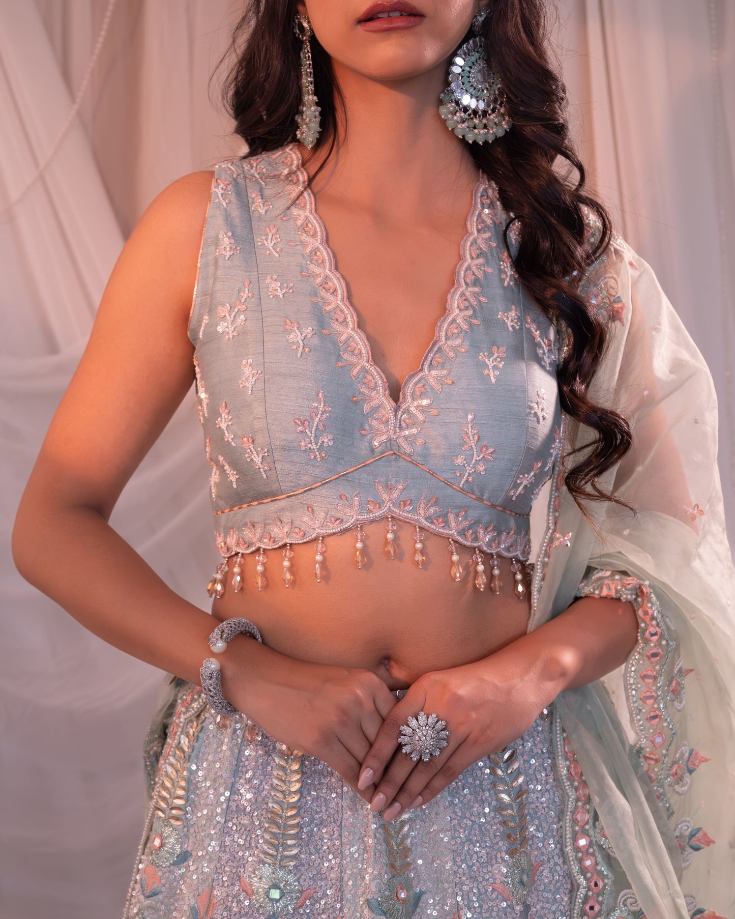 Mint -blue lehenga set