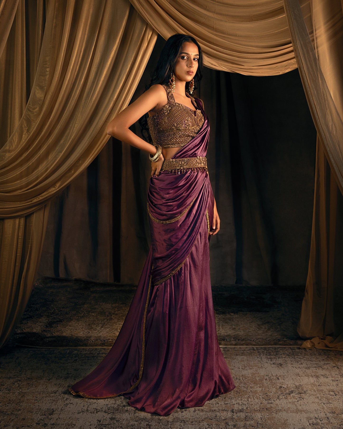 Leila purple concept saree