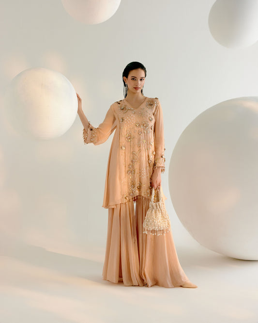 Peach Kurta Sharara Set