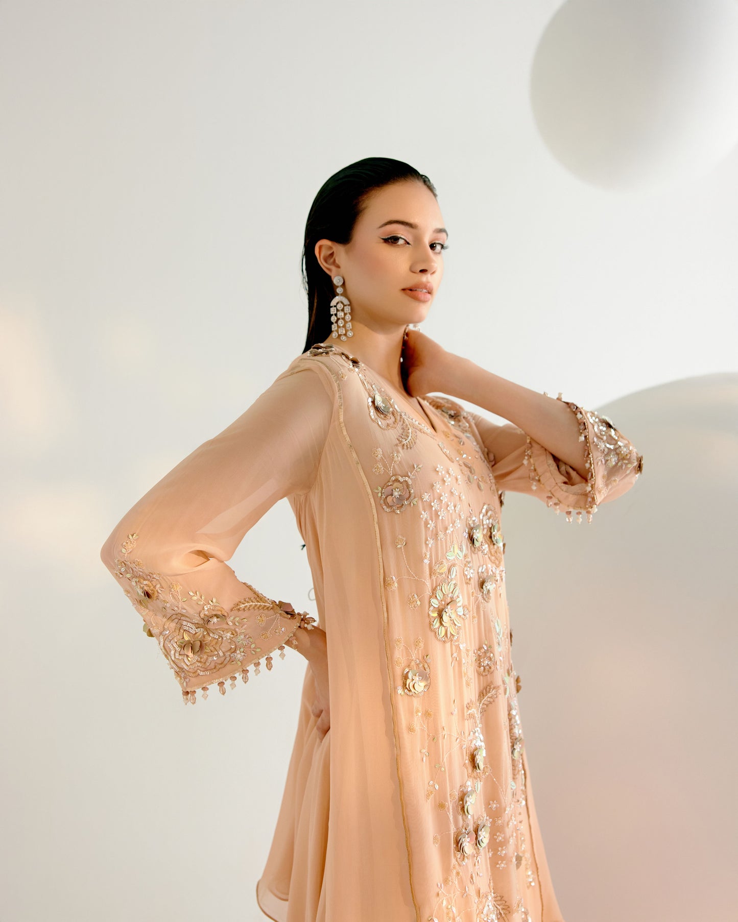 Peach Kurta Sharara Set