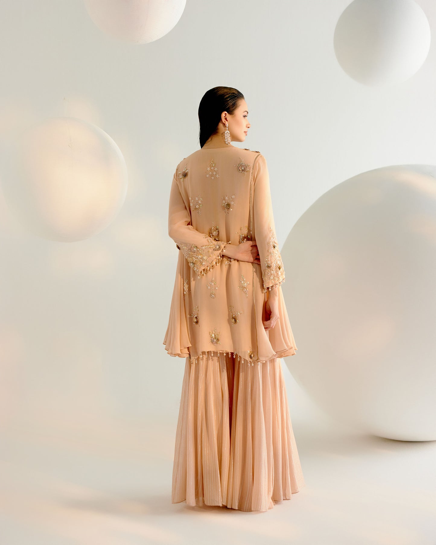 Peach Kurta Sharara Set