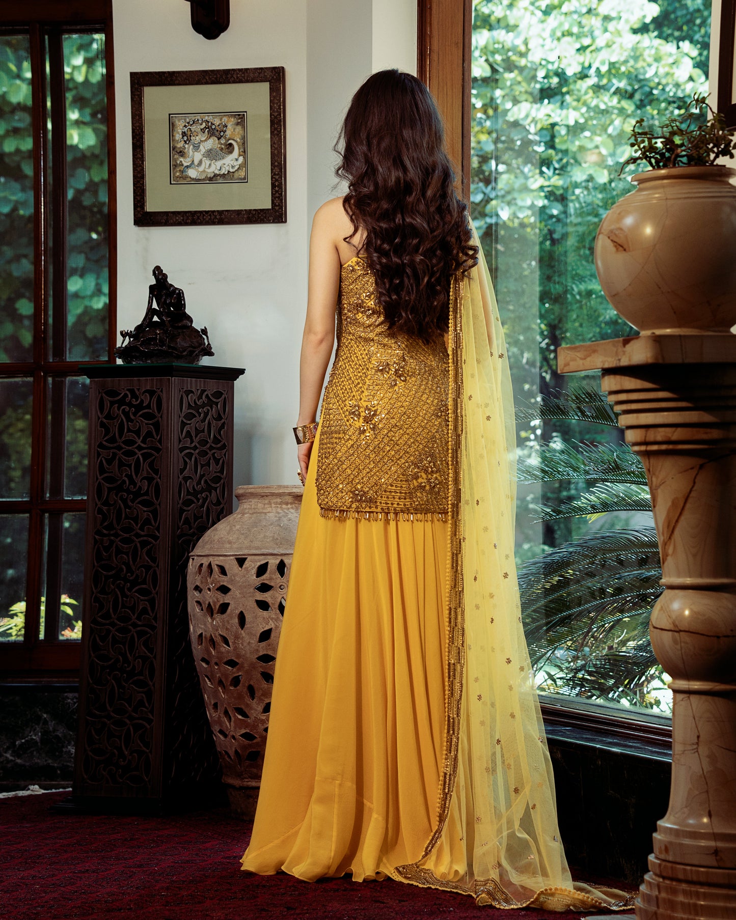 Yellow kurti with sharara set