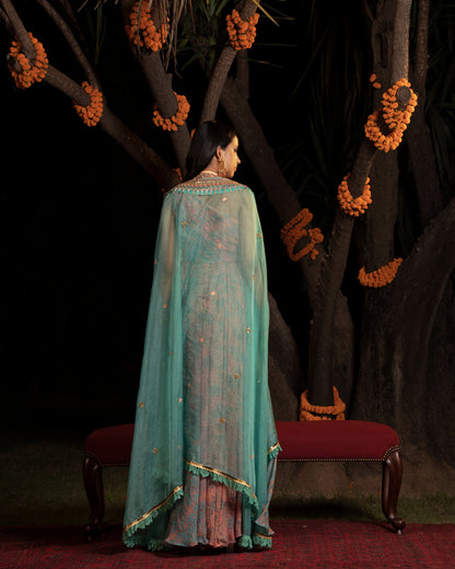 Fleur draped kurta and cape set