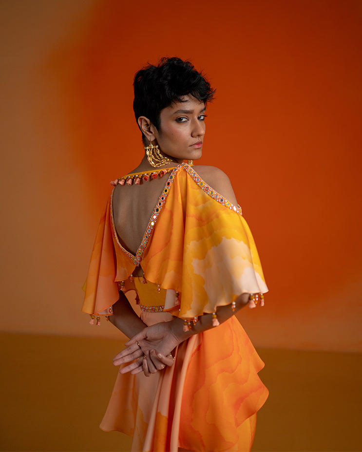 Orange Printed Skirt & Top