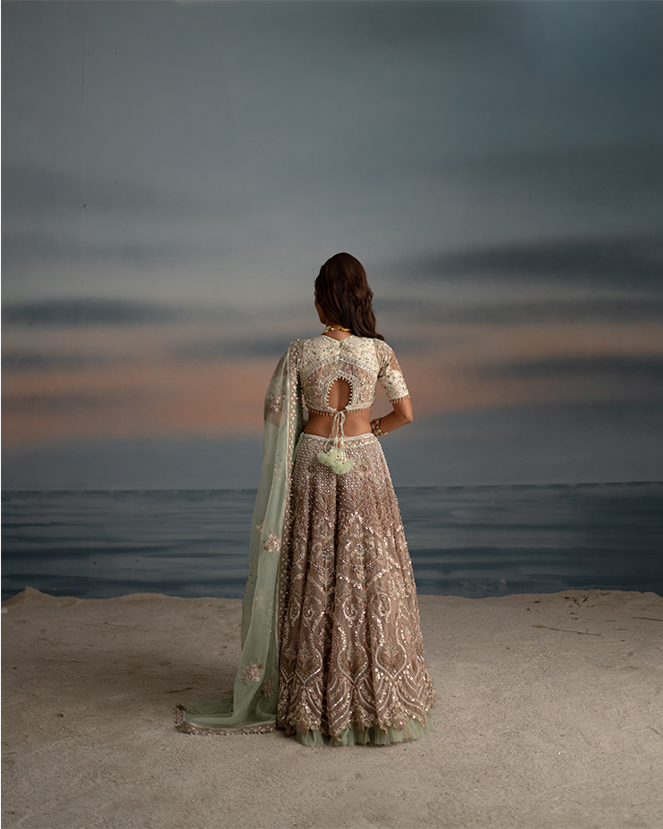 Old Rose Heavily Embroidered Lehenga